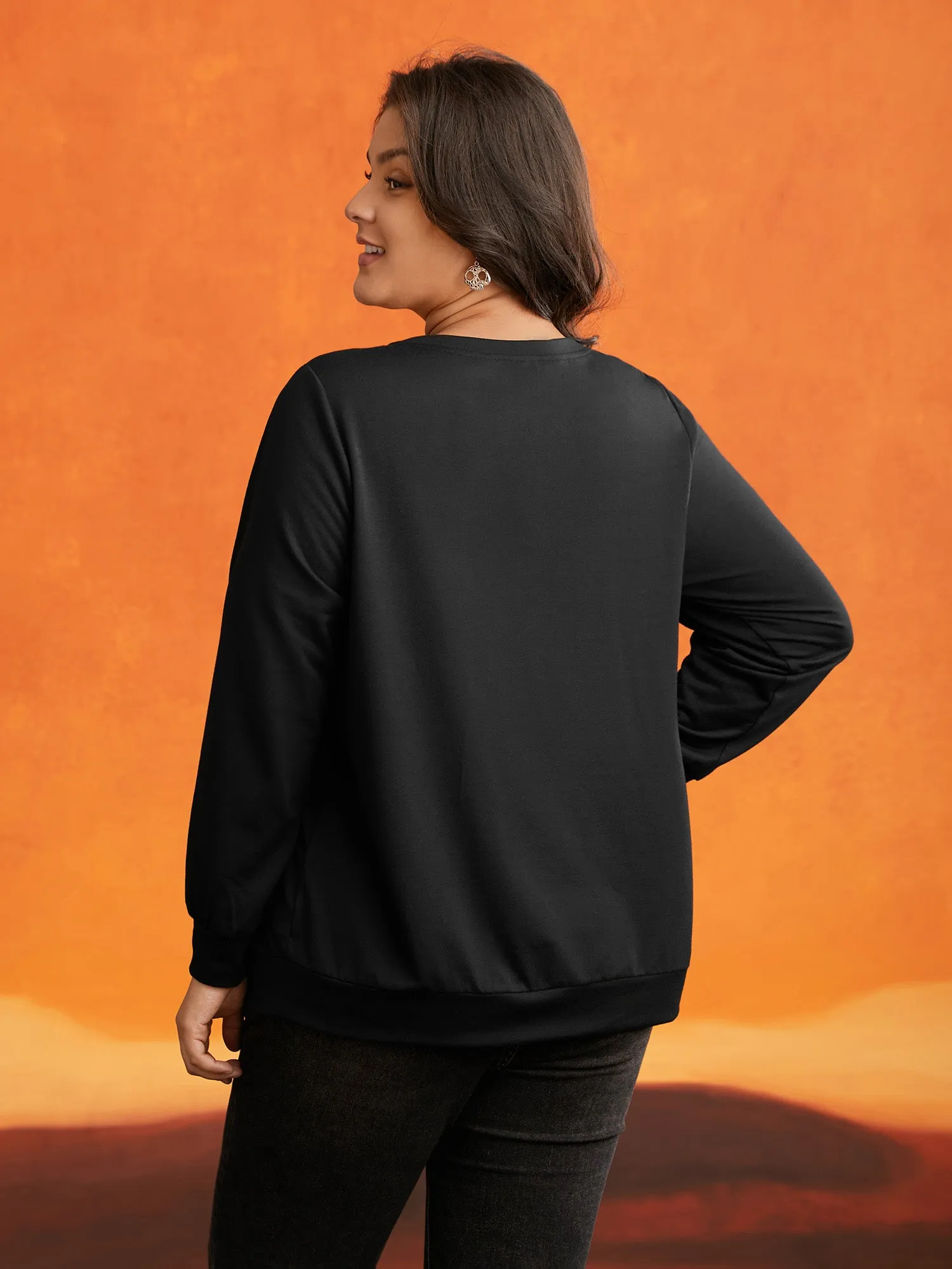 Trick Or Treat Slogan Printed Sweatshirt sold by Bloomchic product image thumbnail 3