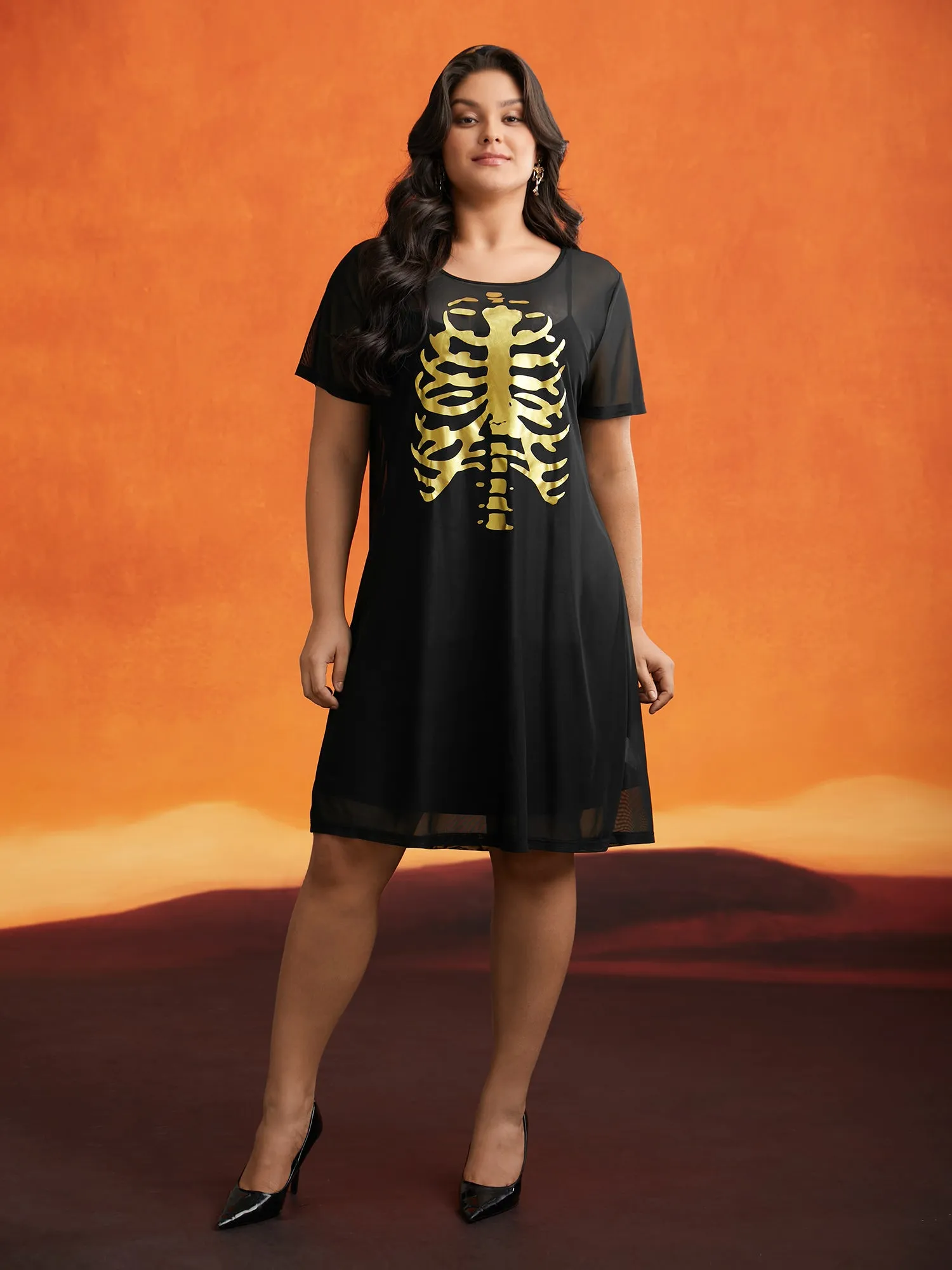 Bone Stamping Gold Accents Mini Dress sold by Bloomchic product image thumbnail 3