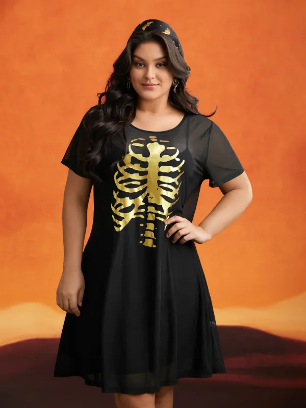 Bone Stamping Gold Accents Mini Dress sold by Bloomchic