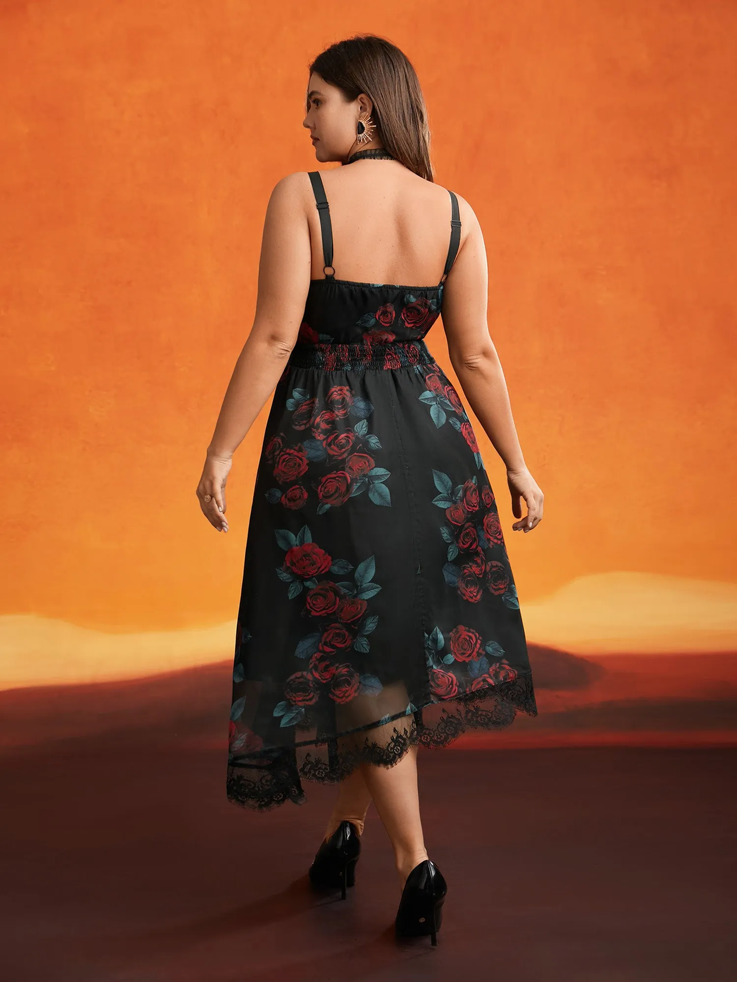 Cami Lace Floral Waist Cinching Midi Dress sold by Bloomchic product image thumbnail 3