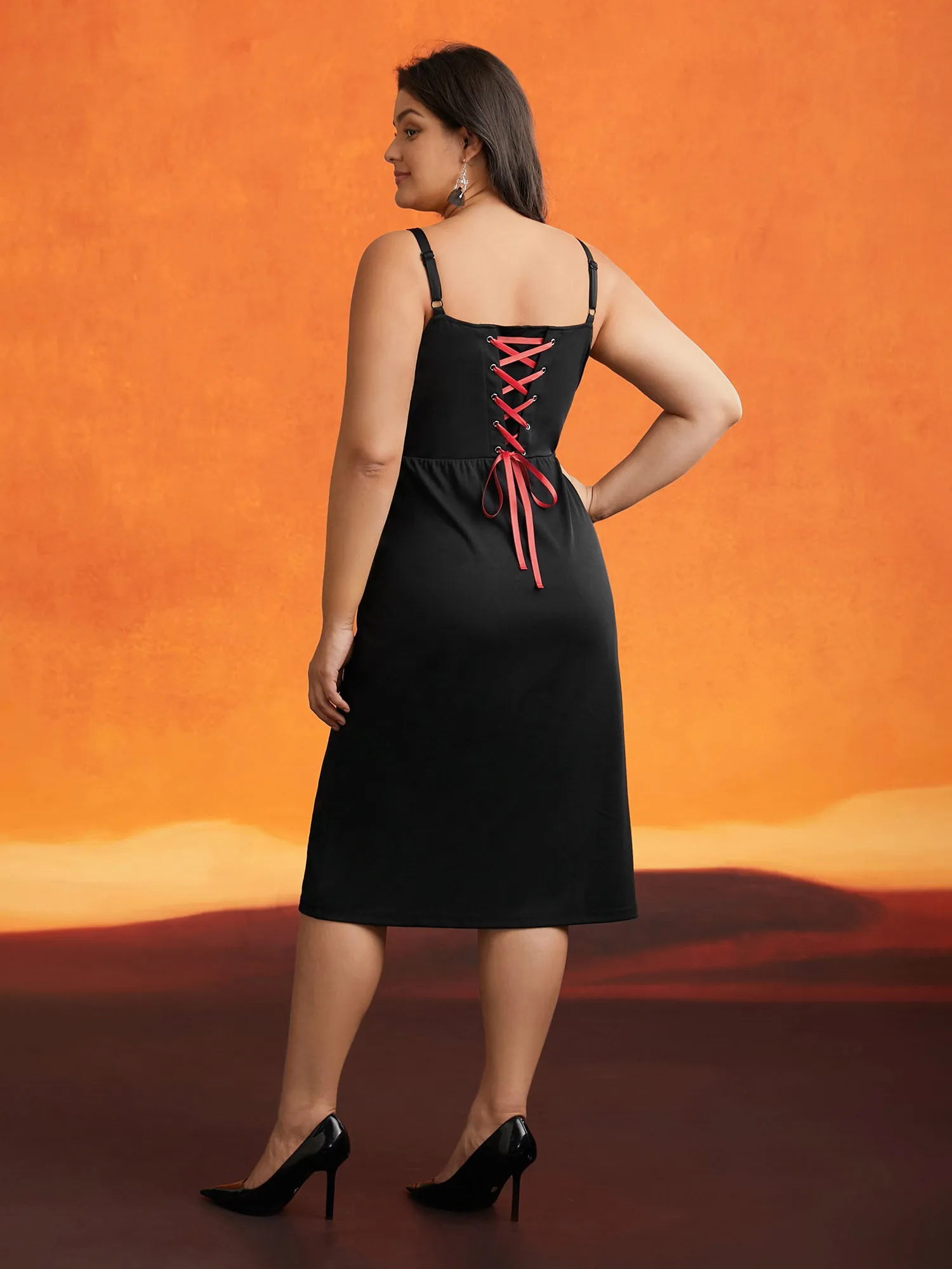 Cherry Skull Back Adjustable Straps Midi Dress sold by Bloomchic product image thumbnail 3