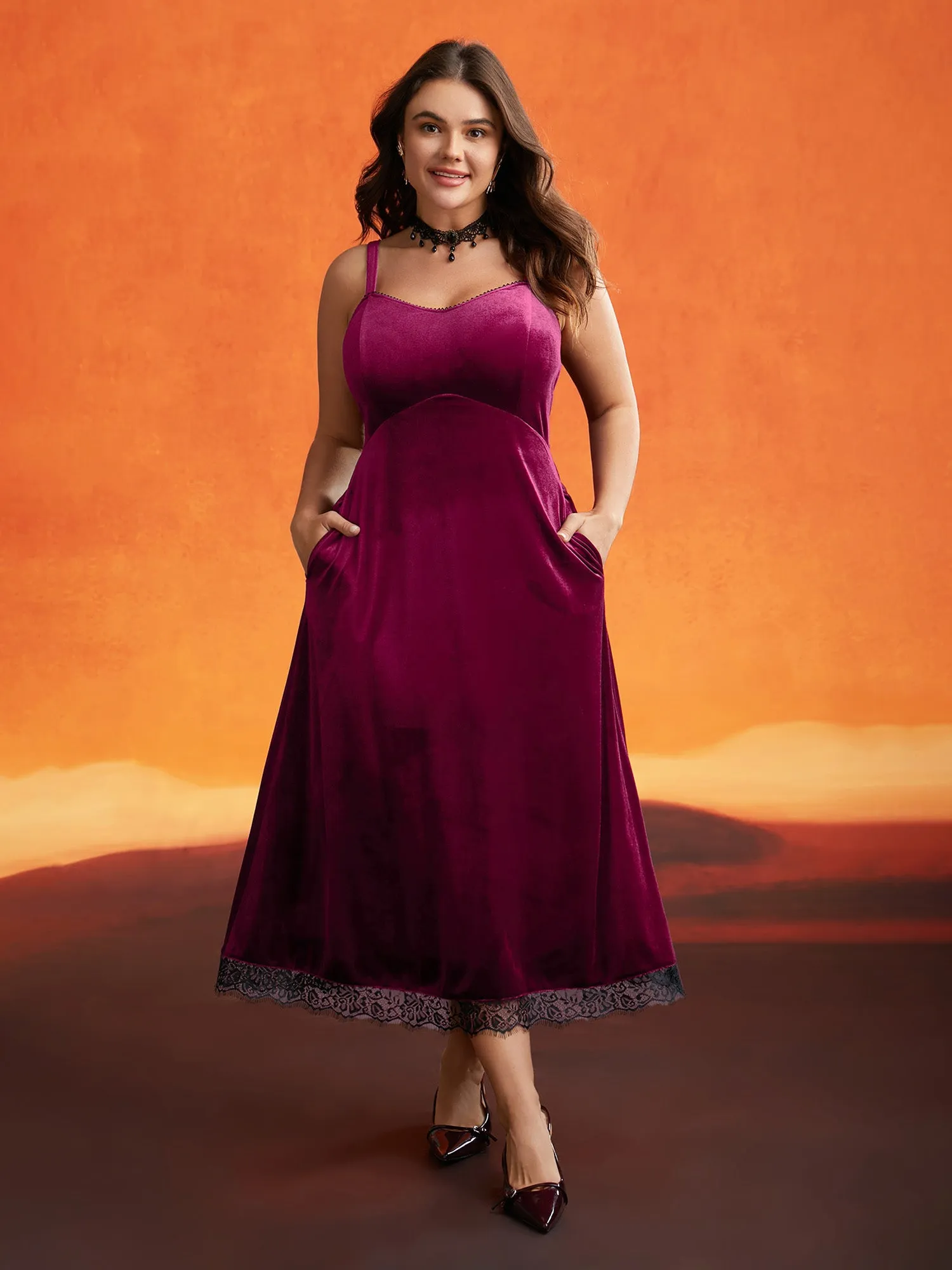 Cami Velvet Fitted Waist Maxi Dress sold by Bloomchic