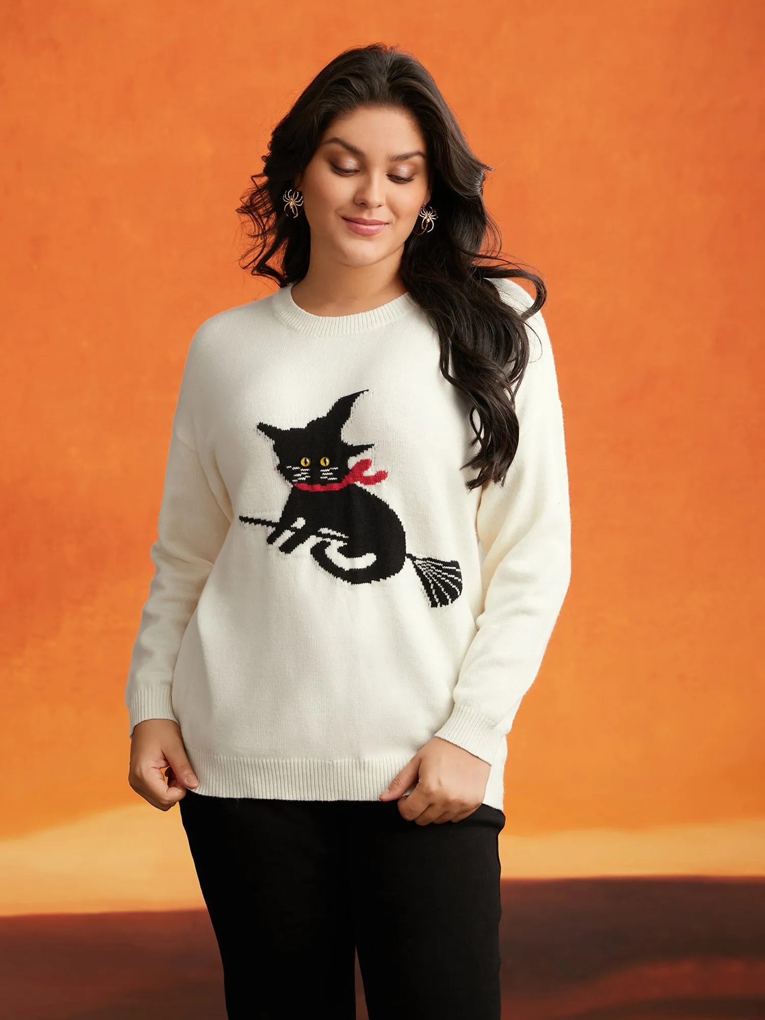 Supersoft Essentials Bewitched Cat Crew Neck Pullover sold by Bloomchic product image thumbnail 4