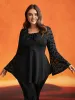 Bat Wing Elastic Flocking Corn Straps Blouse sold by Bloomchic
