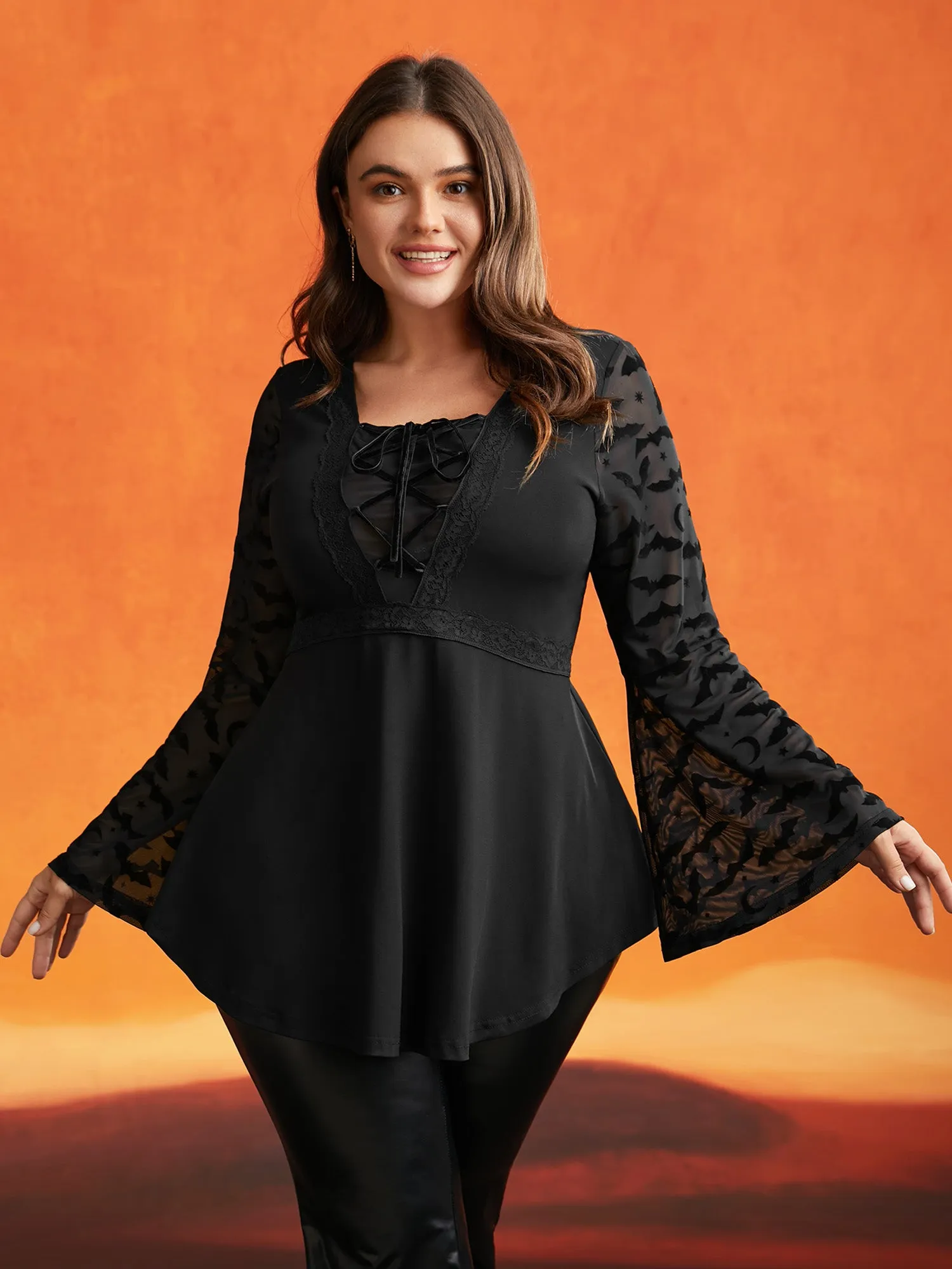 Bat Wing Elastic Flocking Corn Straps Blouse sold by Bloomchic