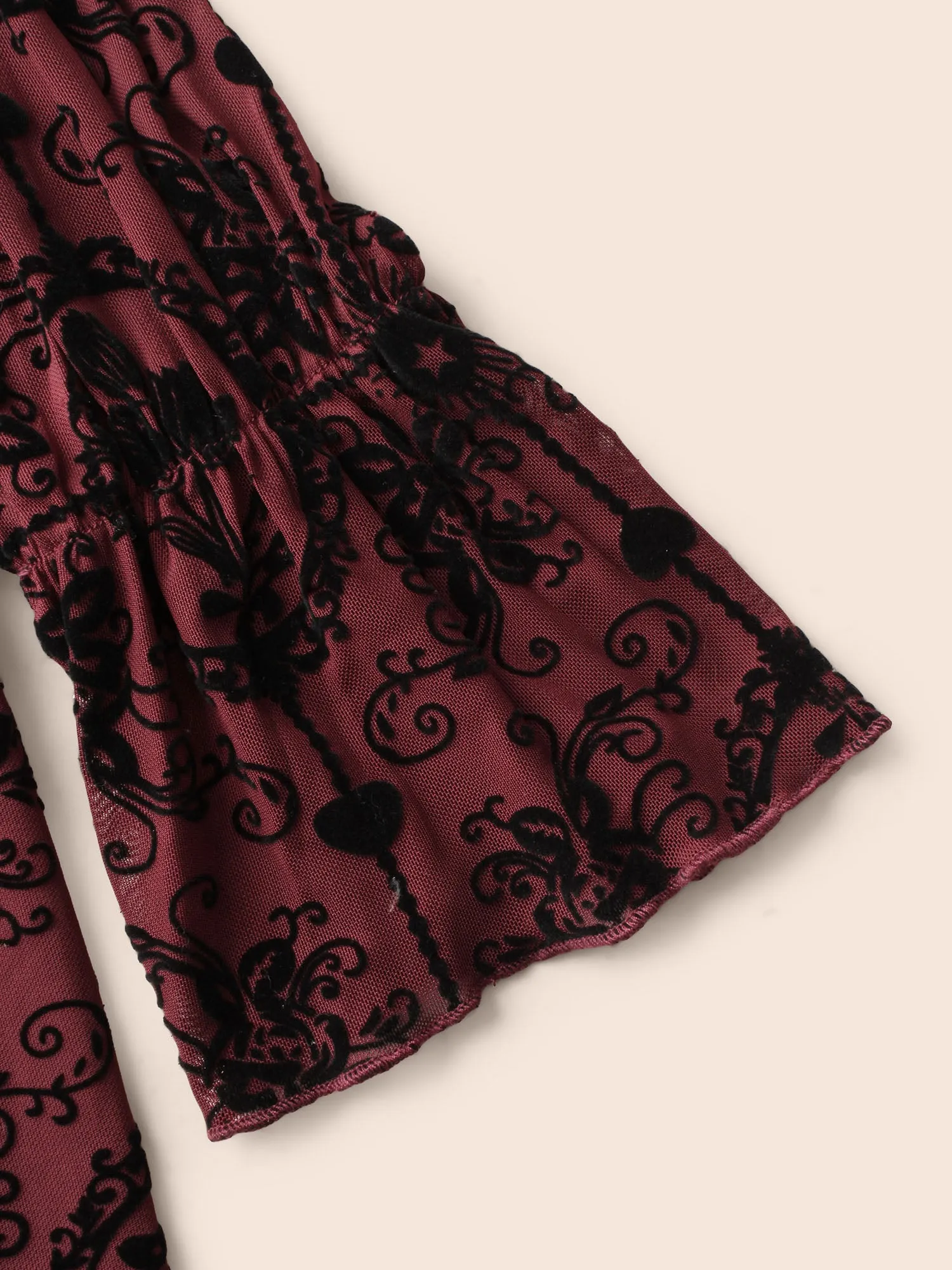 Elastic Flocked Mesh Blouse sold by Bloomchic product image thumbnail 5