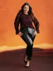 Elastic Flocked Mesh Blouse sold by Bloomchic