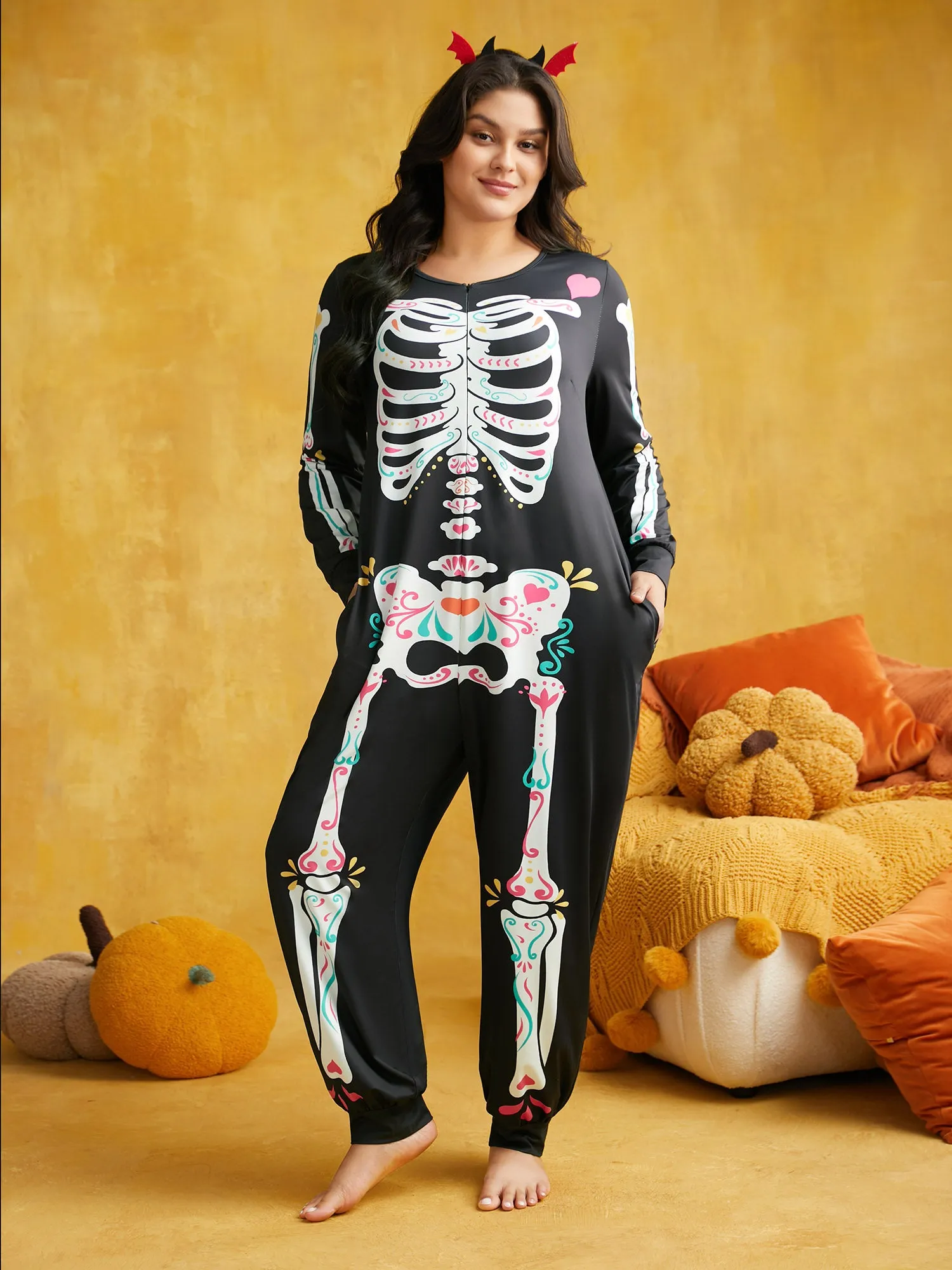 Skeletal Rib Invisible Zipper Romper sold by Bloomchic