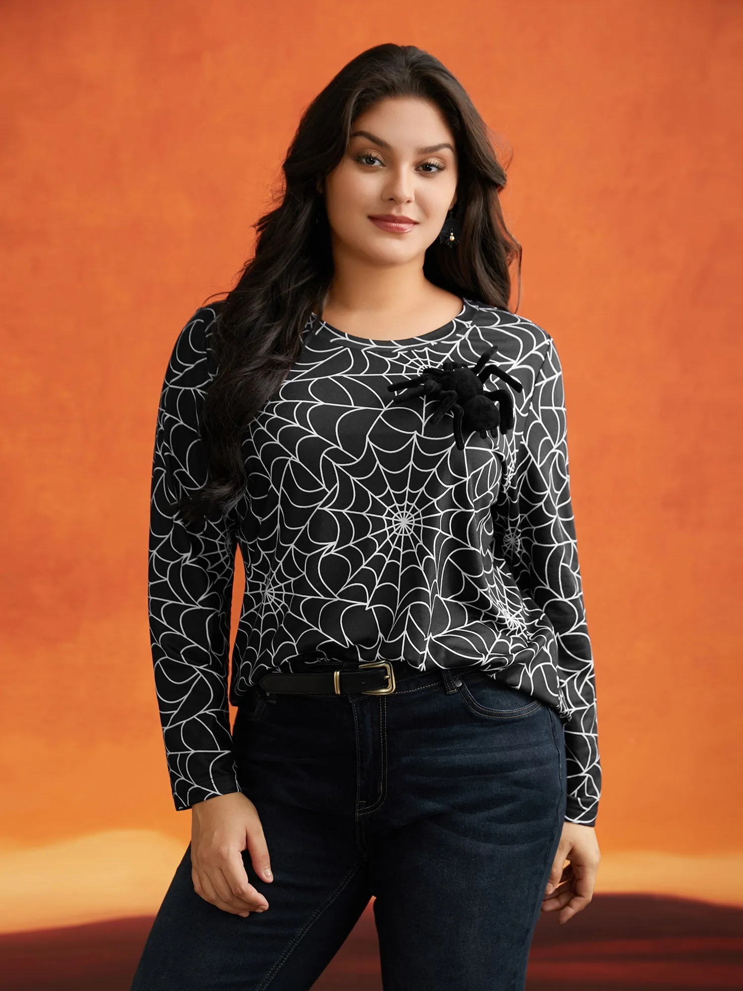 3D Spider Printed Slim-Fit T-shirt sold by Bloomchic product image thumbnail 2