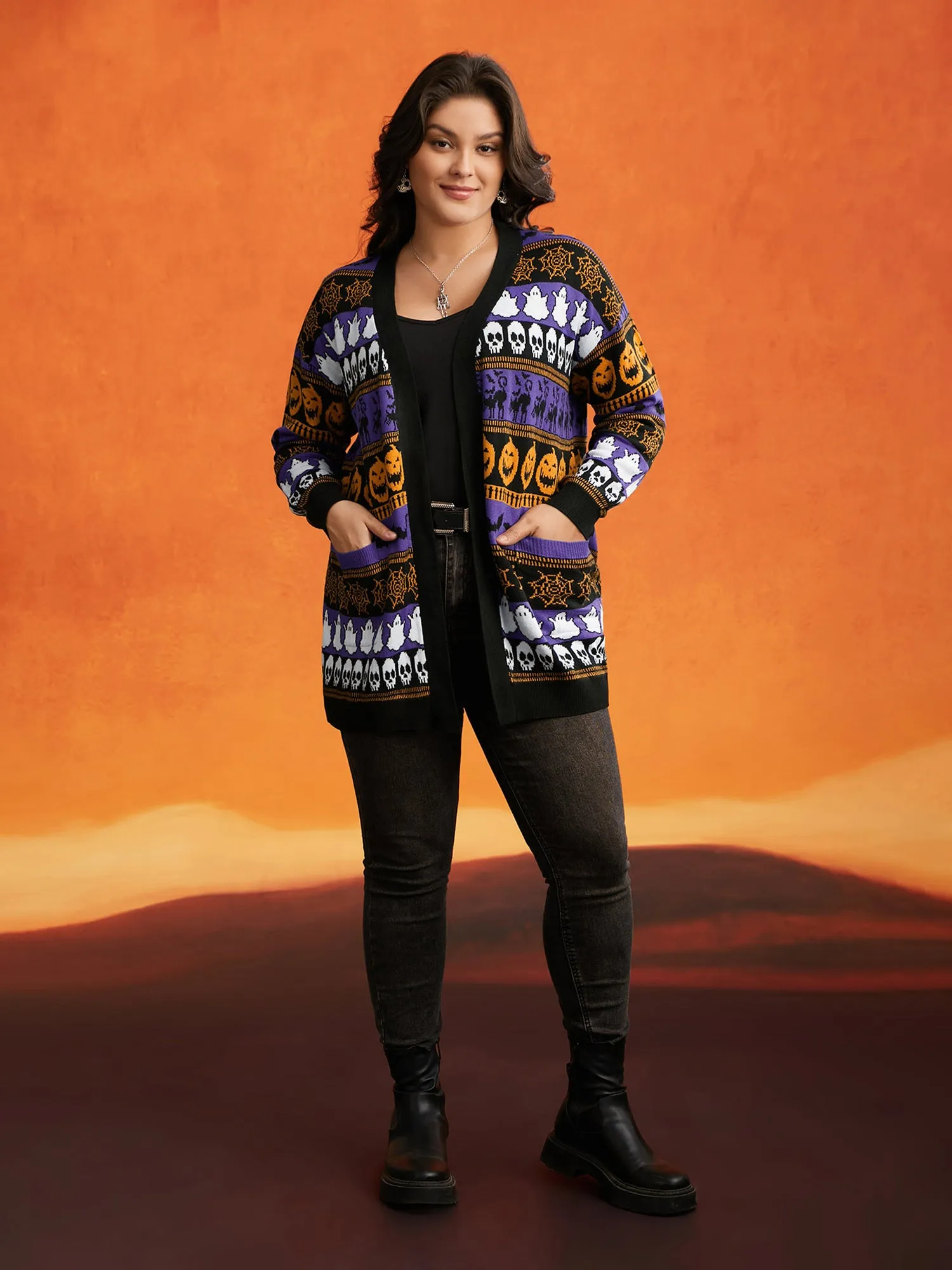 Everything Halloween Jacquard Open Cardigan sold by Bloomchic product image thumbnail 3