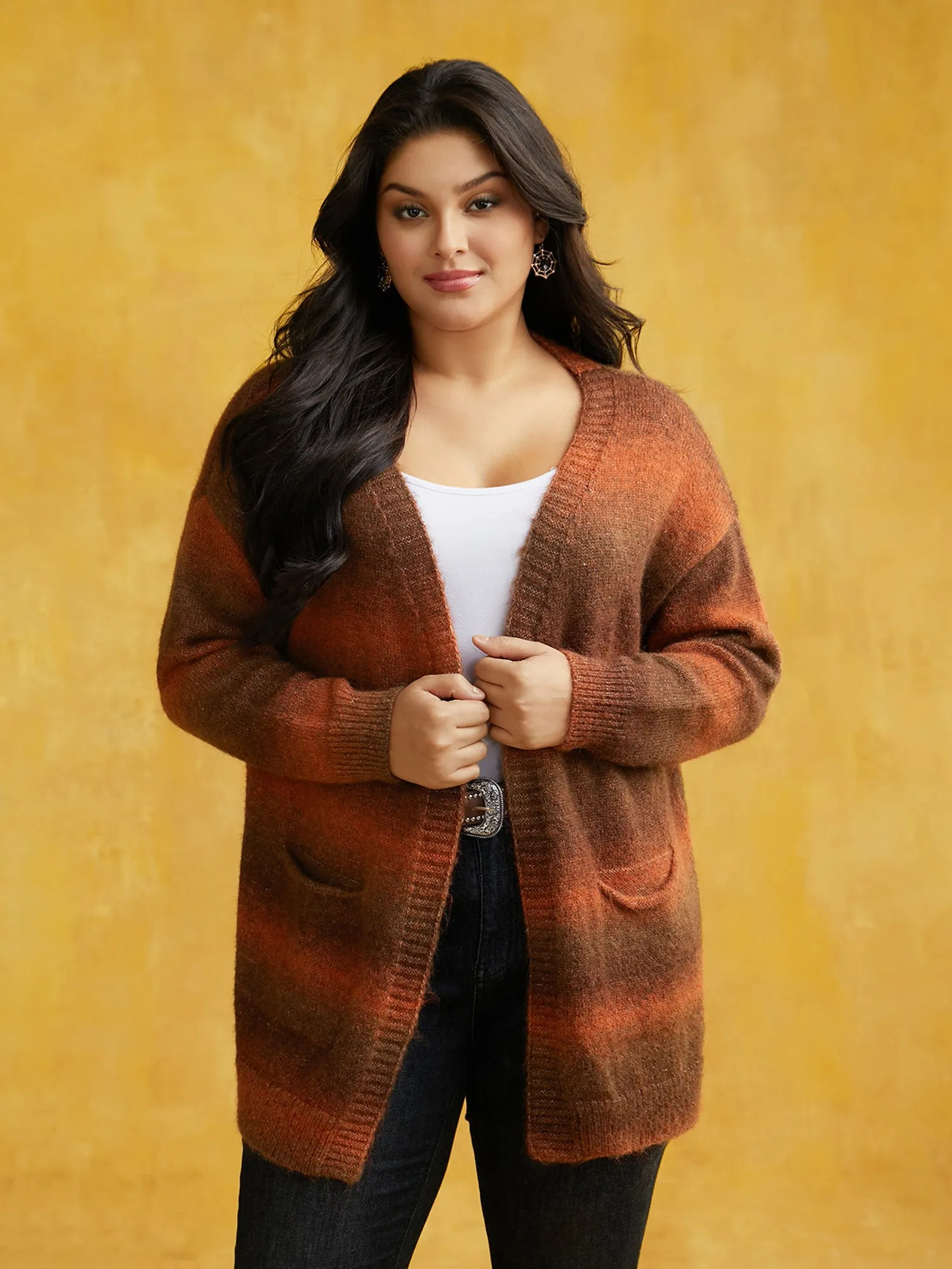 Gradient Dye Design Pockets Cardigan sold by Bloomchic