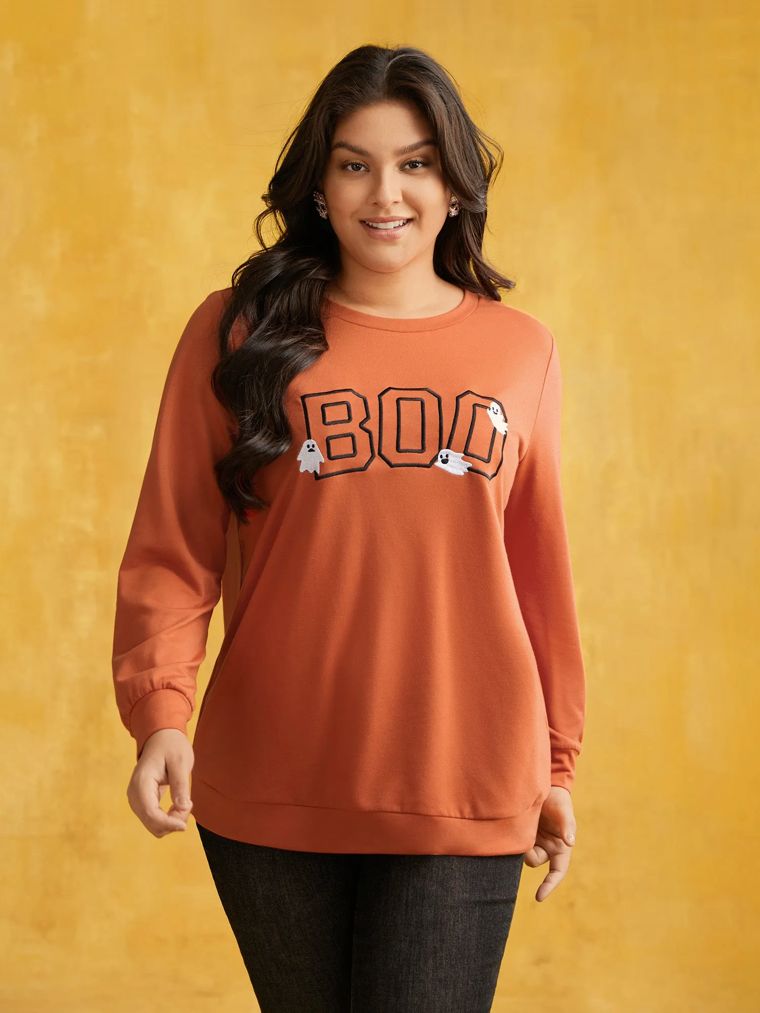 BOO Spell Printed Crew Neck Sweatshirt sold by Bloomchic product image thumbnail 2