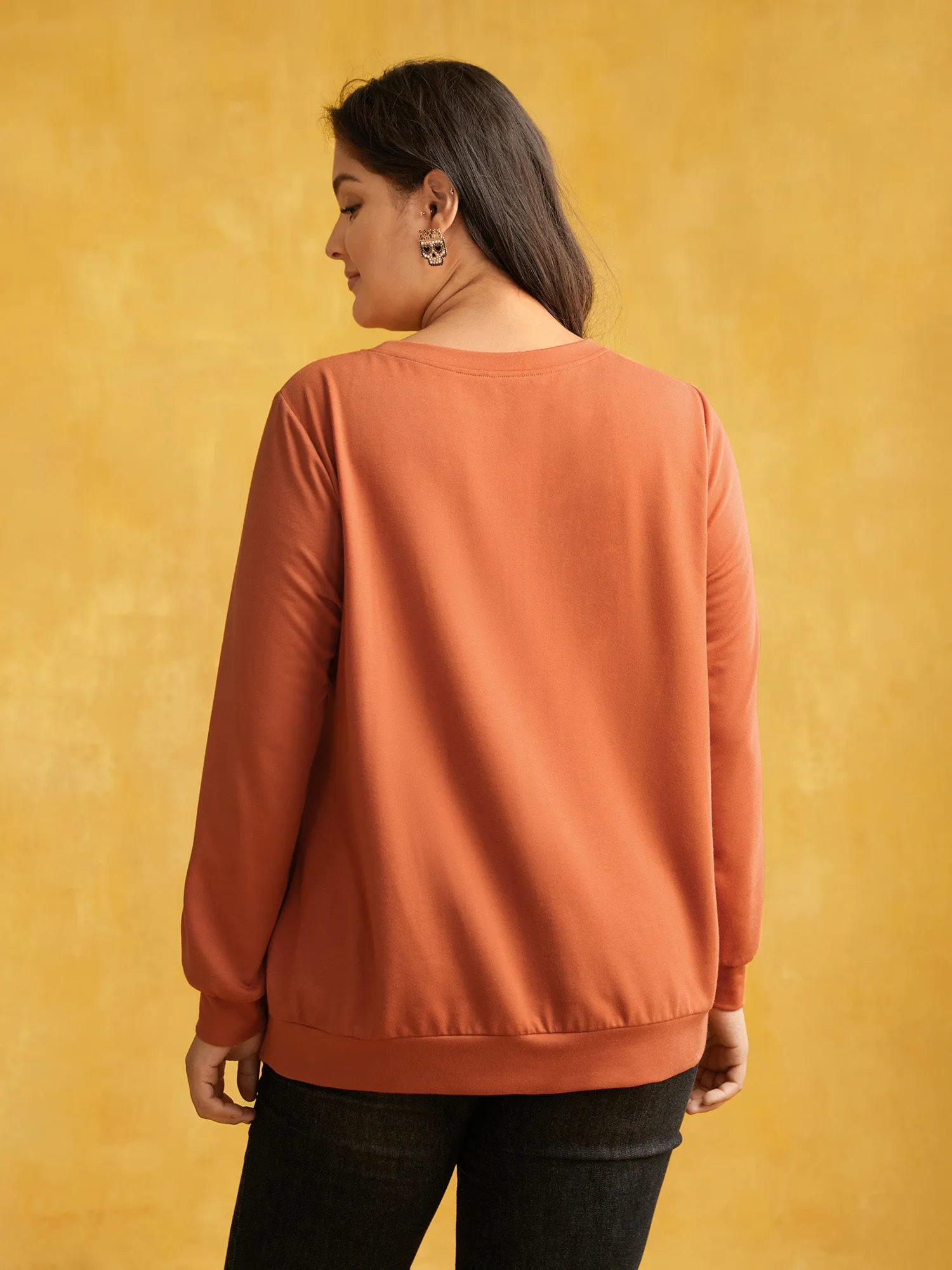 BOO Spell Printed Crew Neck Sweatshirt sold by Bloomchic product image thumbnail 3