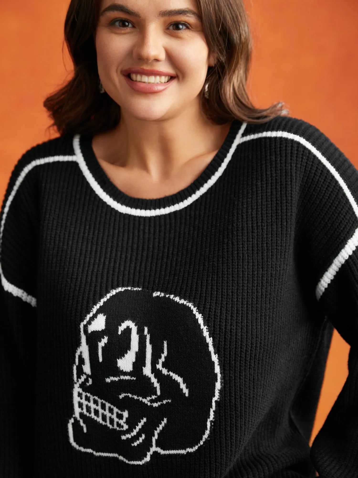 Skull Printed Balloon Sleeves Pullover sold by Bloomchic