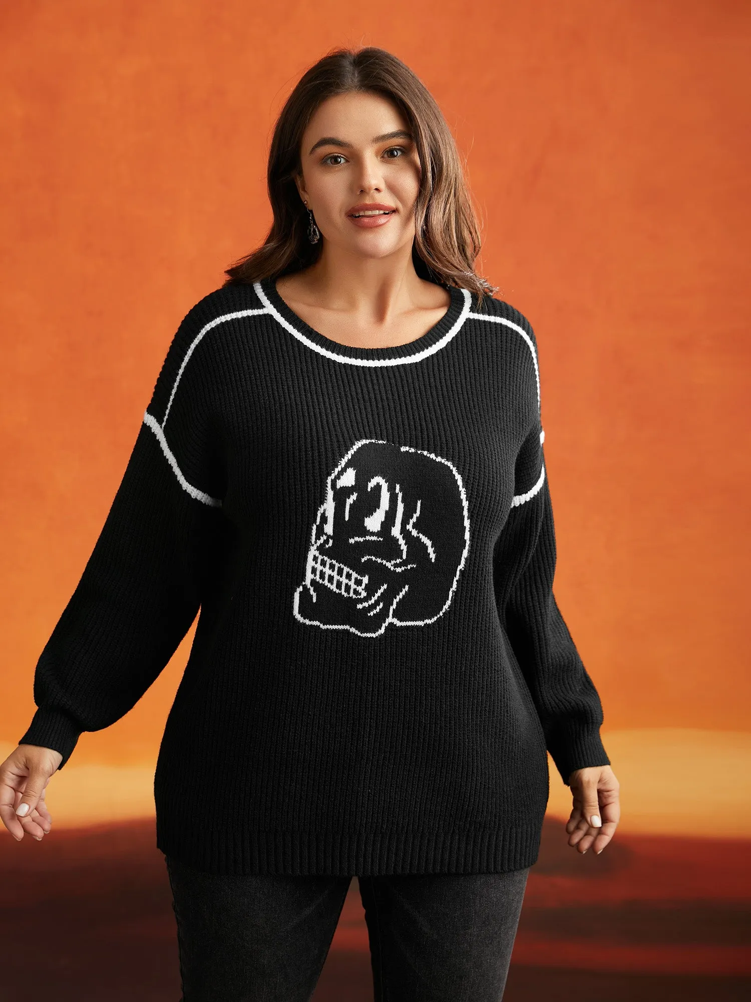Skull Printed Balloon Sleeves Pullover sold by Bloomchic product image thumbnail 4