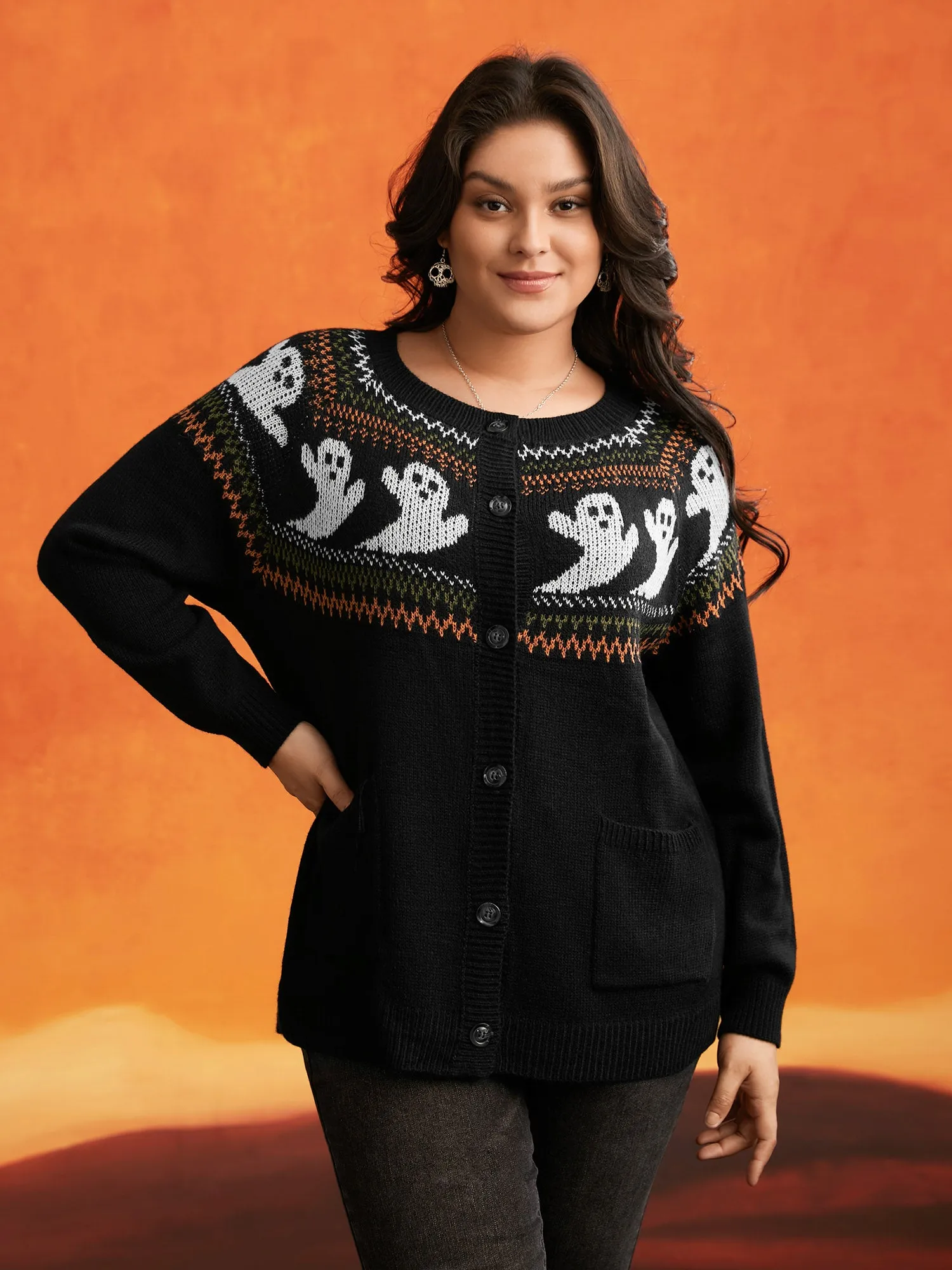 Ghostly Fair Isle Button-Up Cardigan sold by Bloomchic product image thumbnail 3