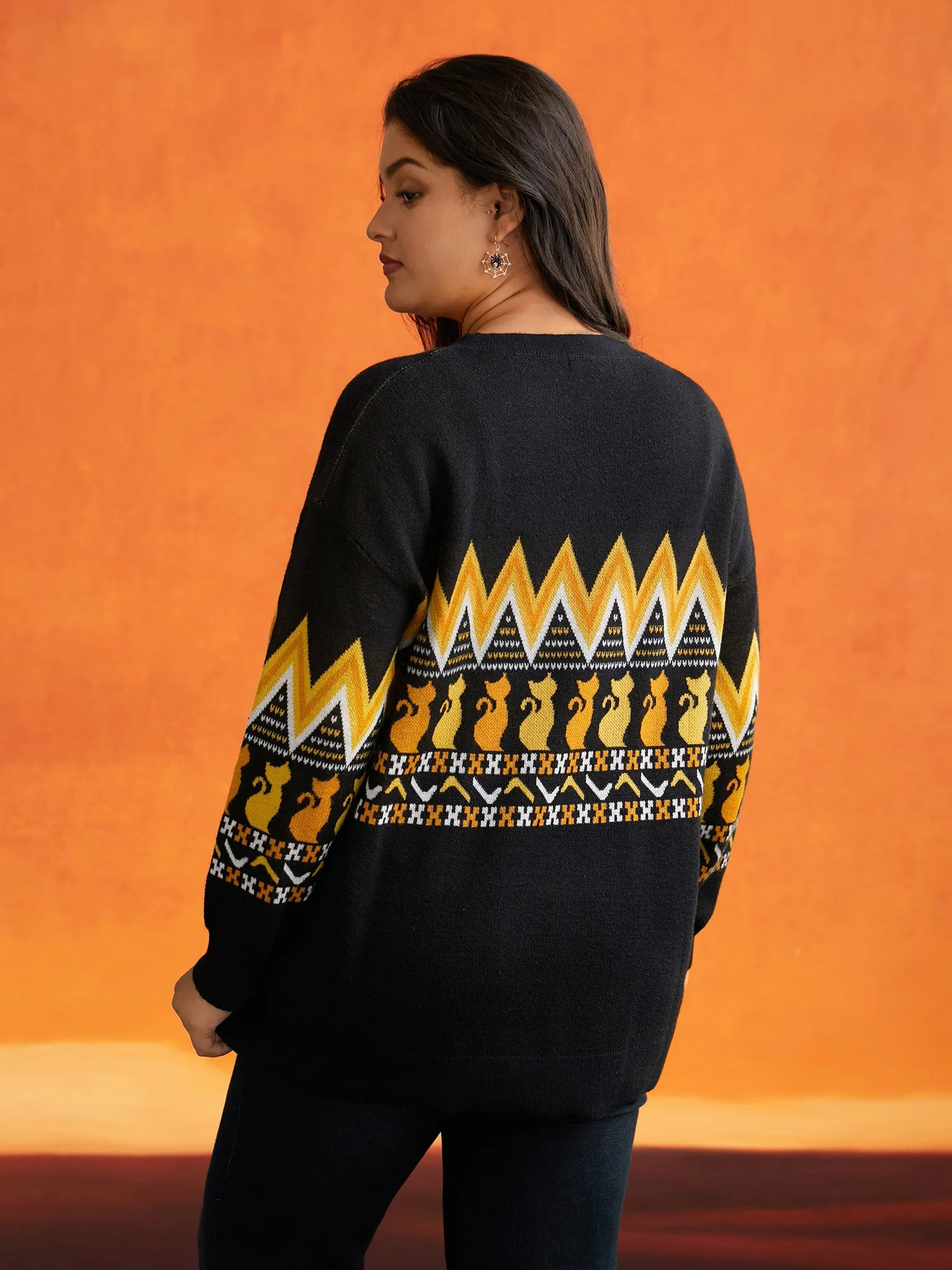 Cat Printed Jacquard Fair Isle Pullover sold by Bloomchic product image thumbnail 2
