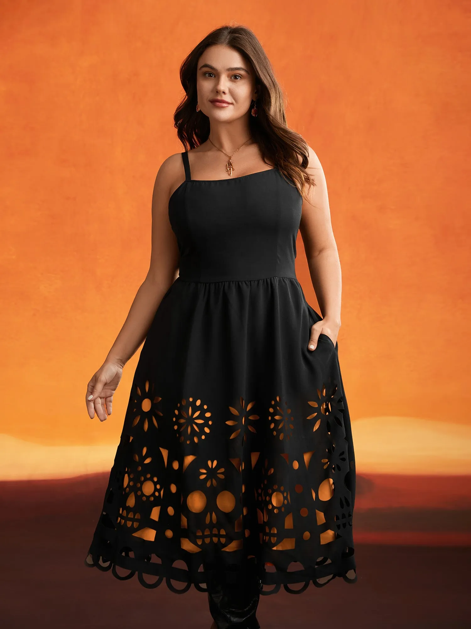 Skull Burnout Cami Midi Dress sold by Bloomchic