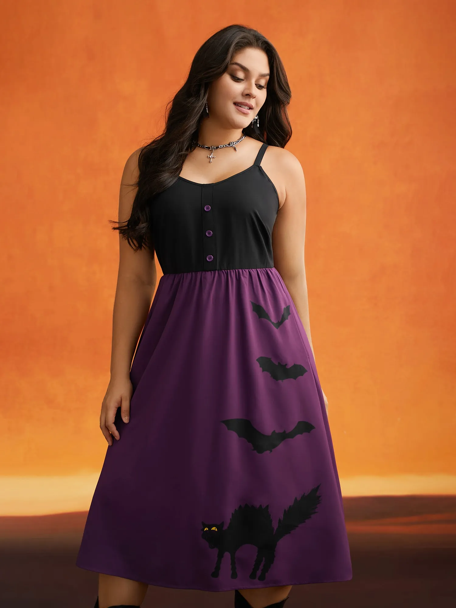 Bewitched Color Contrast Splicing Midi Dress sold by Bloomchic