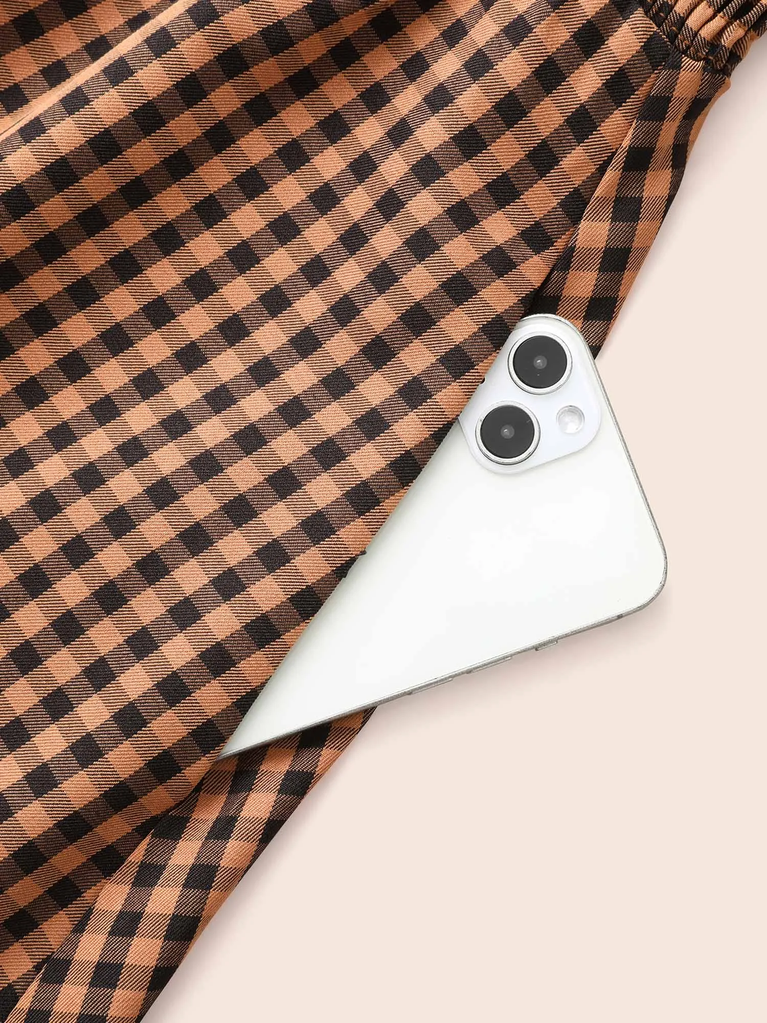 Cami Pumpkin Color Grid Waist Midi Dress sold by Bloomchic product image thumbnail 5