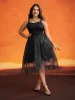Enchanted Shiny Mesh Petal Hem Midi Dress sold by Bloomchic