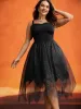 Enchanted Shiny Mesh Petal Hem Midi Dress sold by Bloomchic