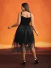 Enchanted Shiny Mesh Petal Hem Midi Dress sold by Bloomchic