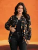 Pumpkin & Skull Printed Button Down Shirt sold by Bloomchic