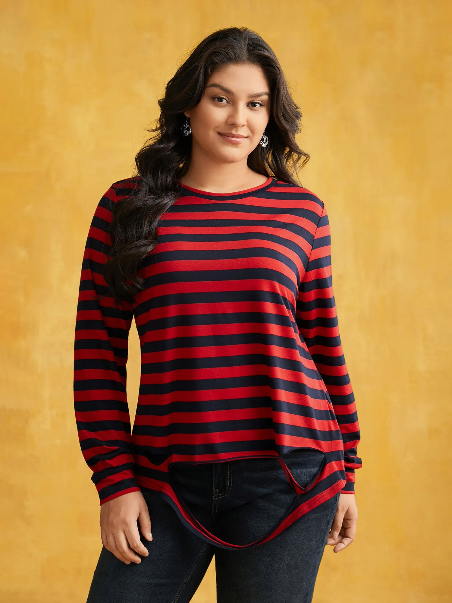 Striking Striped Relaxed Fit T-shirt sold by Bloomchic