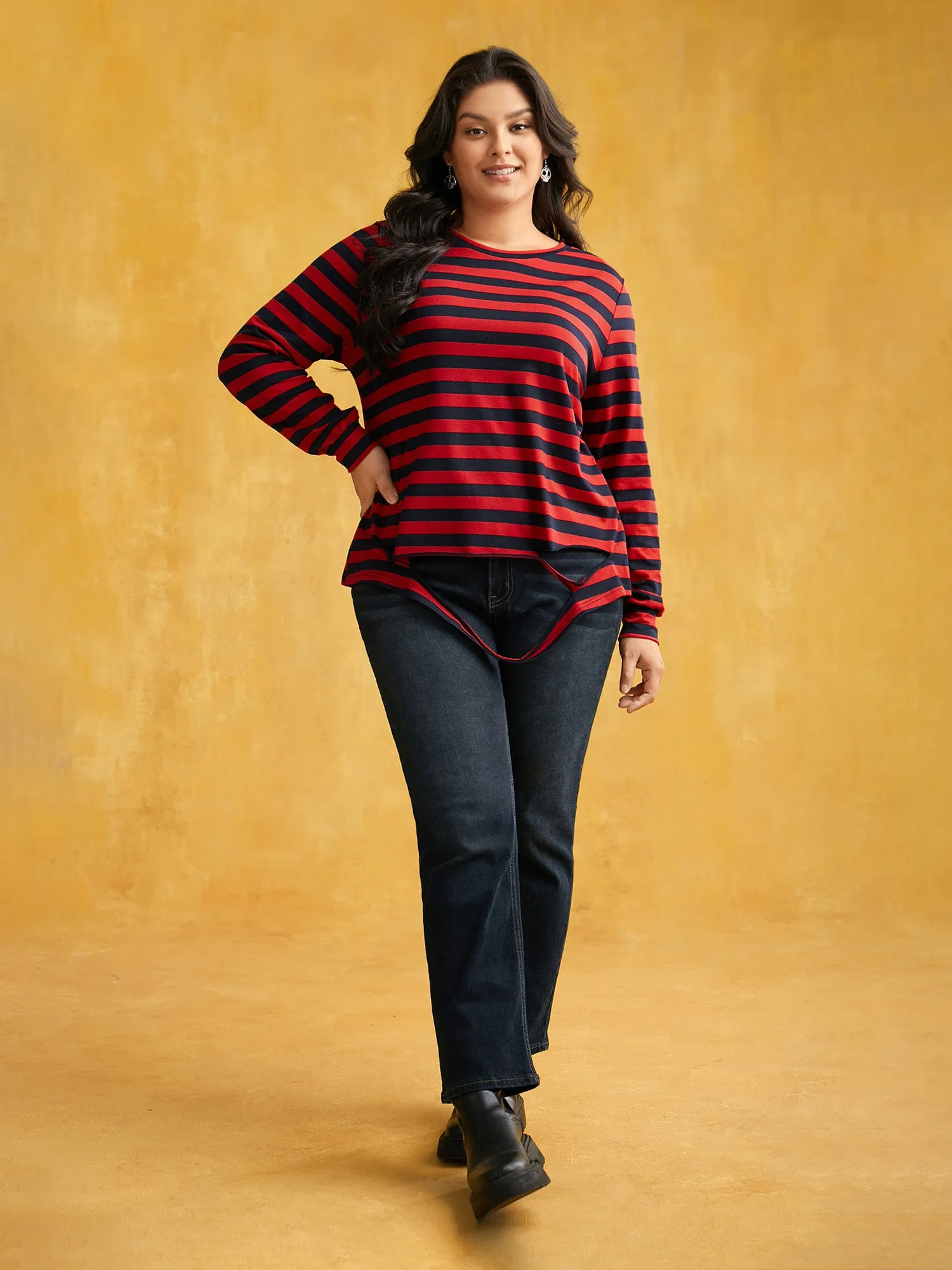 Striking Striped Relaxed Fit T-shirt sold by Bloomchic product image thumbnail 3