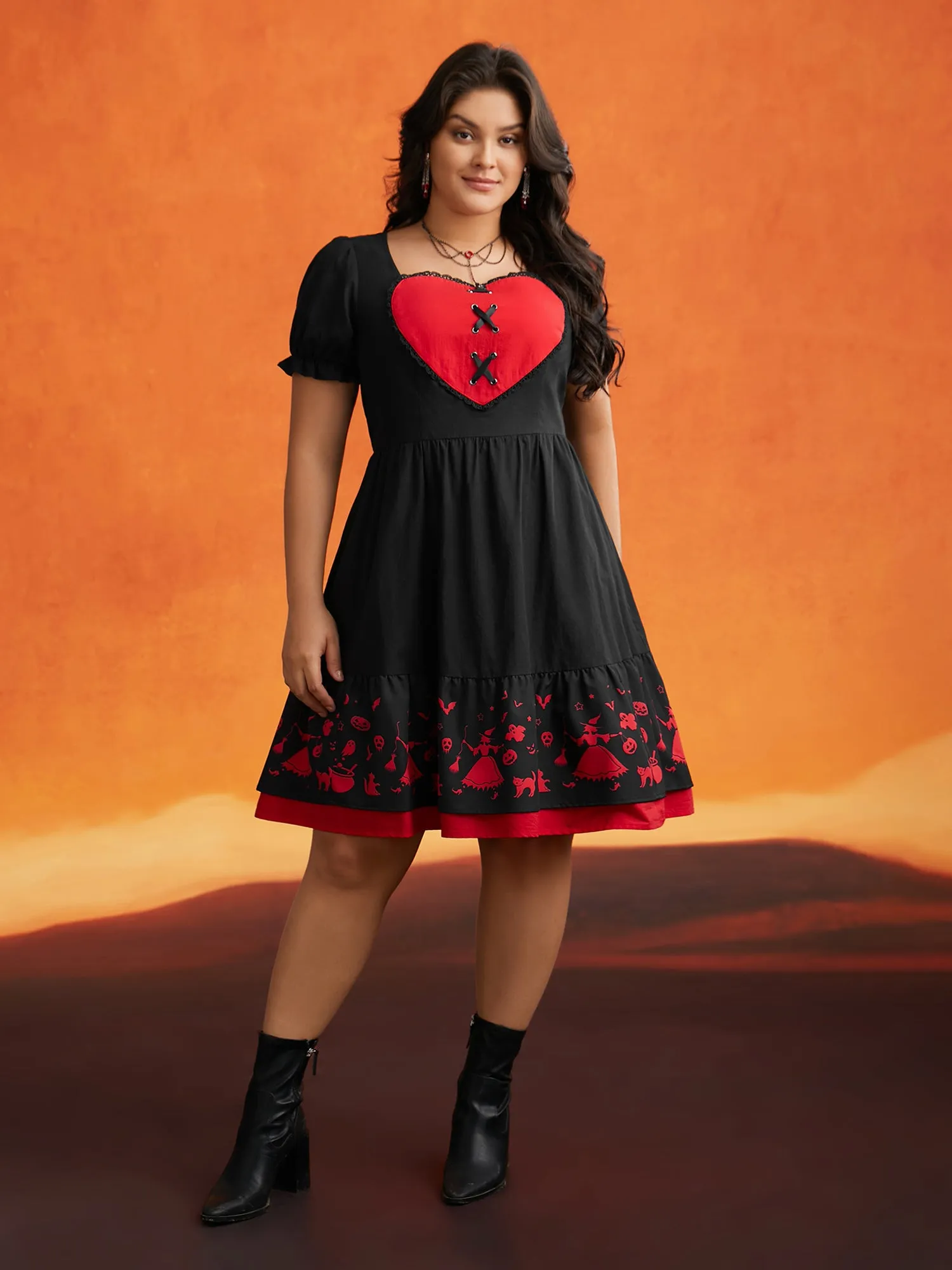 Sweet Romance Heart Motif Midi Dress sold by Bloomchic product image thumbnail 3