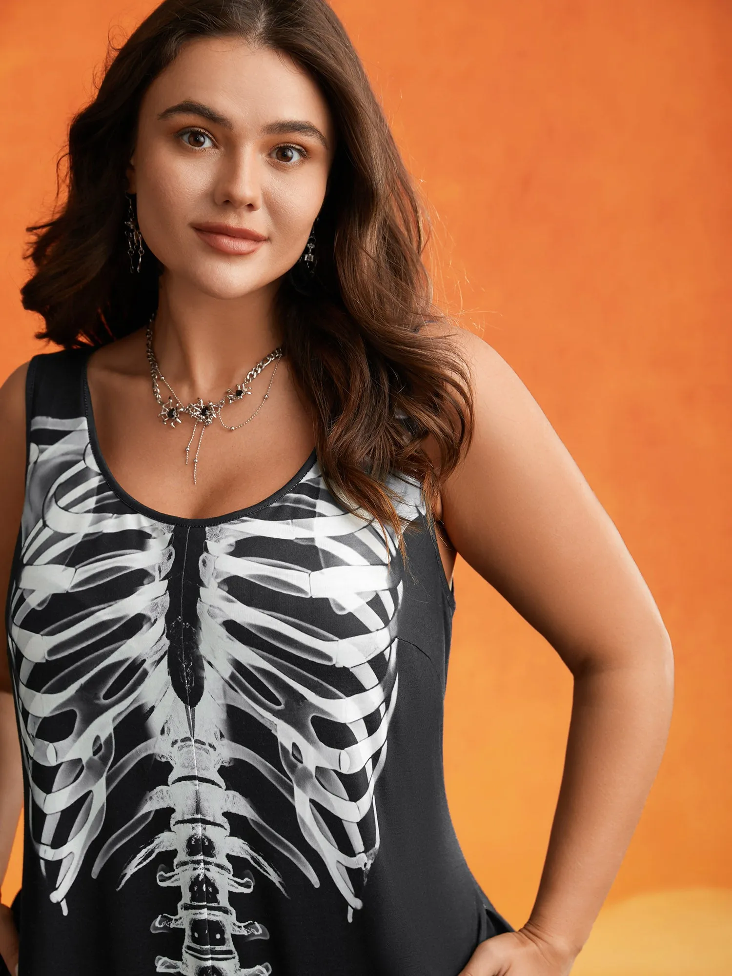 Skeleton Printed Off-Sleeves Jumpsuit sold by Bloomchic product image thumbnail 2