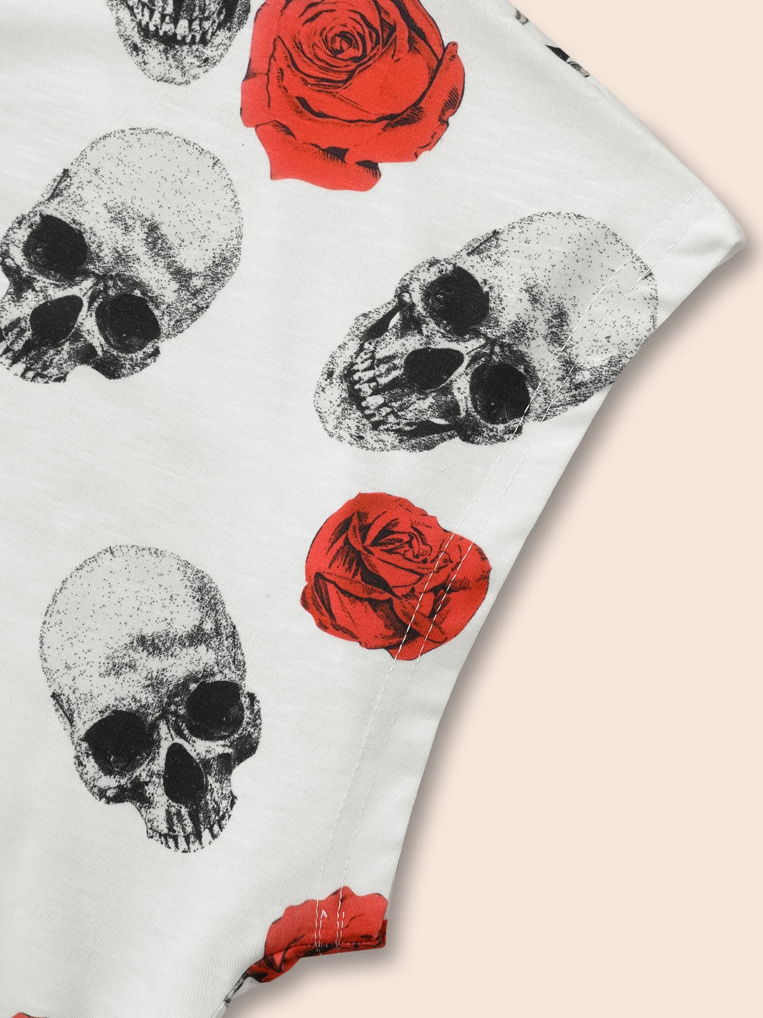 Skull & Rose Fusion V-Neck T-shirt sold by Bloomchic product image thumbnail 5