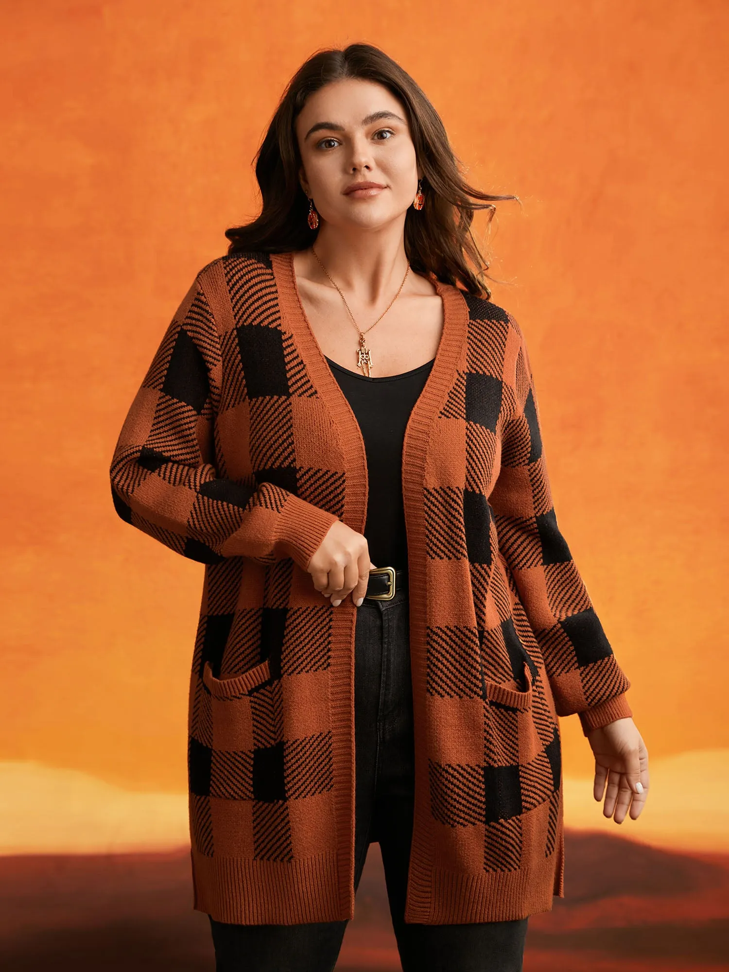 Supersoft Essentials Plaid Open Cardigan sold by Bloomchic