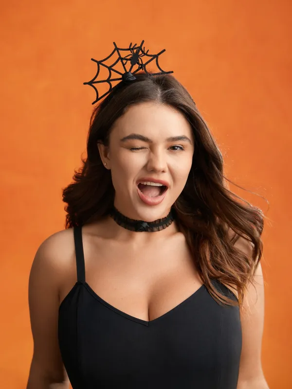 Black Lace Spider Web Headband Set sold by Bloomchic