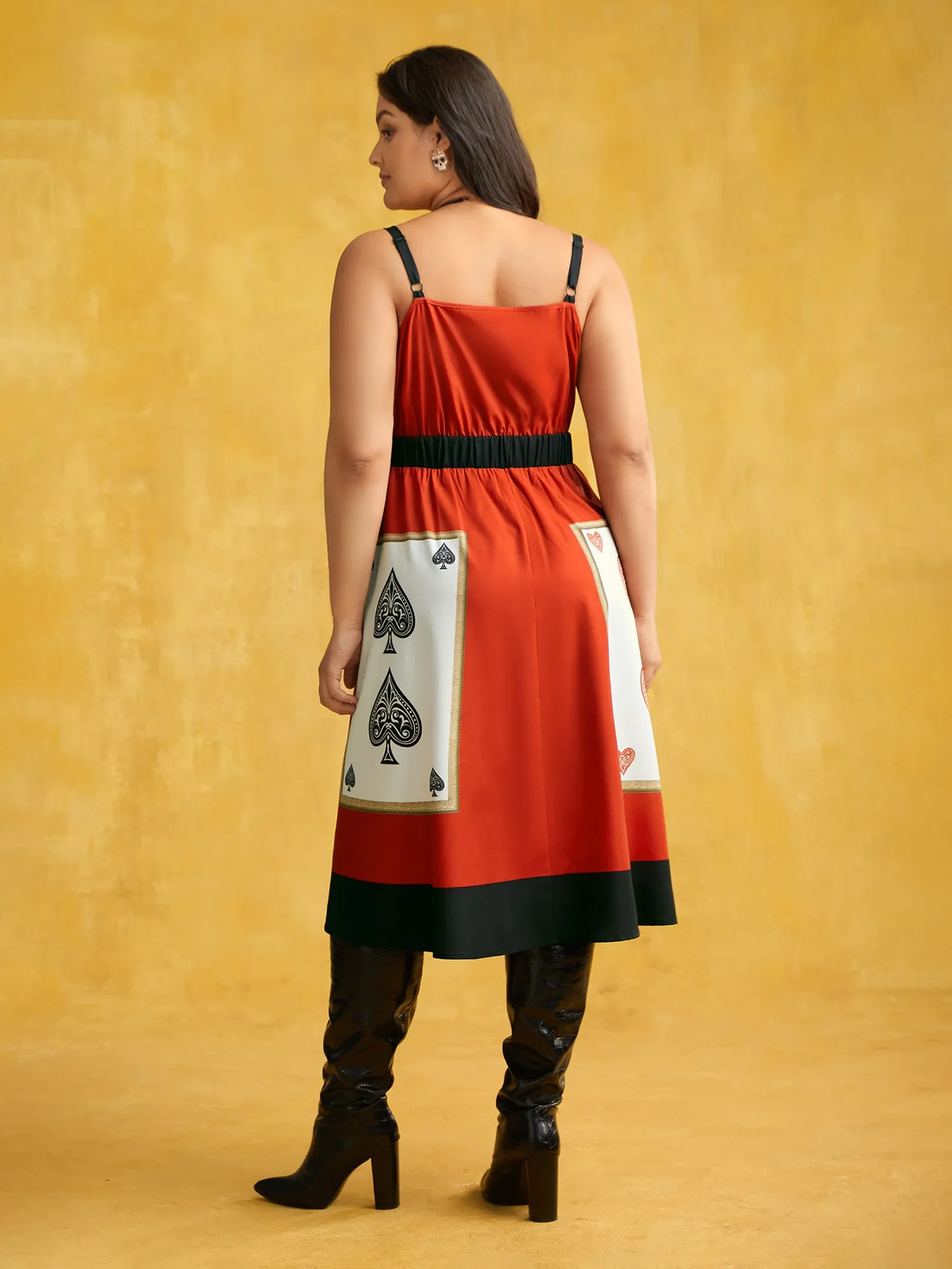 Poker Cards Adjustable Straps Midi Dress sold by Bloomchic product image thumbnail 4