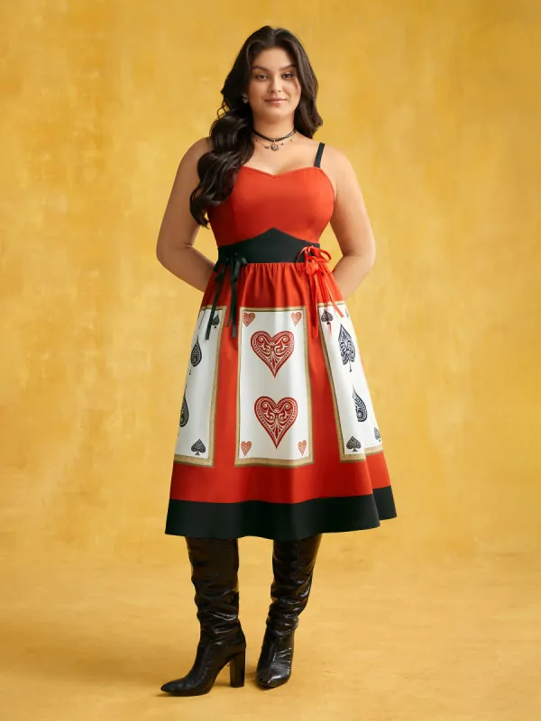 Poker Cards Adjustable Straps Midi Dress sold by Bloomchic