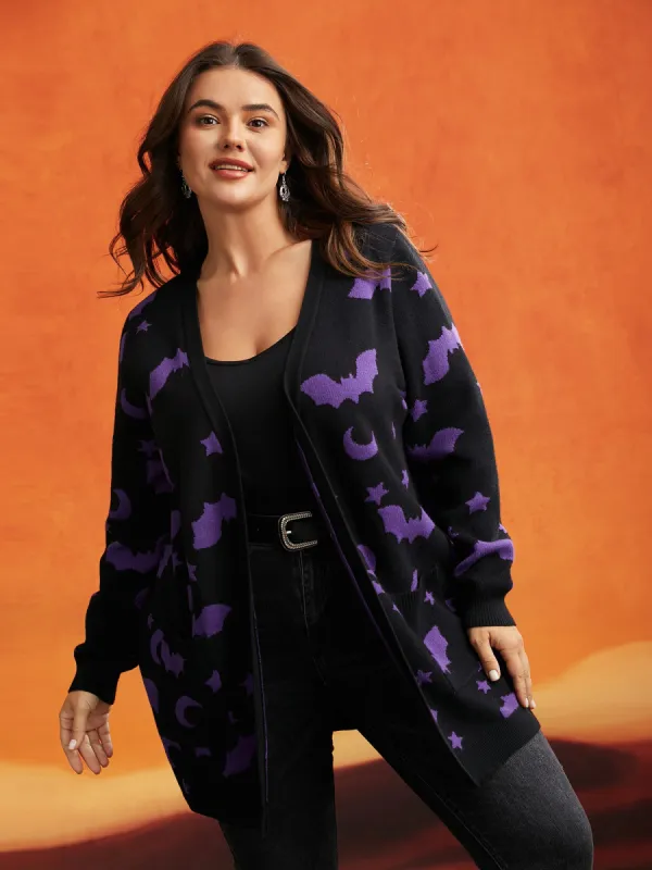 Bat Printed Jacquard Cardigan sold by Bloomchic