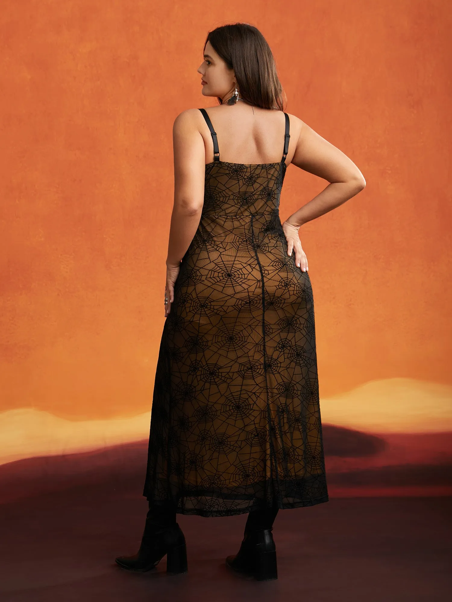 Spider Web Pattern Stretchy Midi Dress sold by Bloomchic product image thumbnail 3