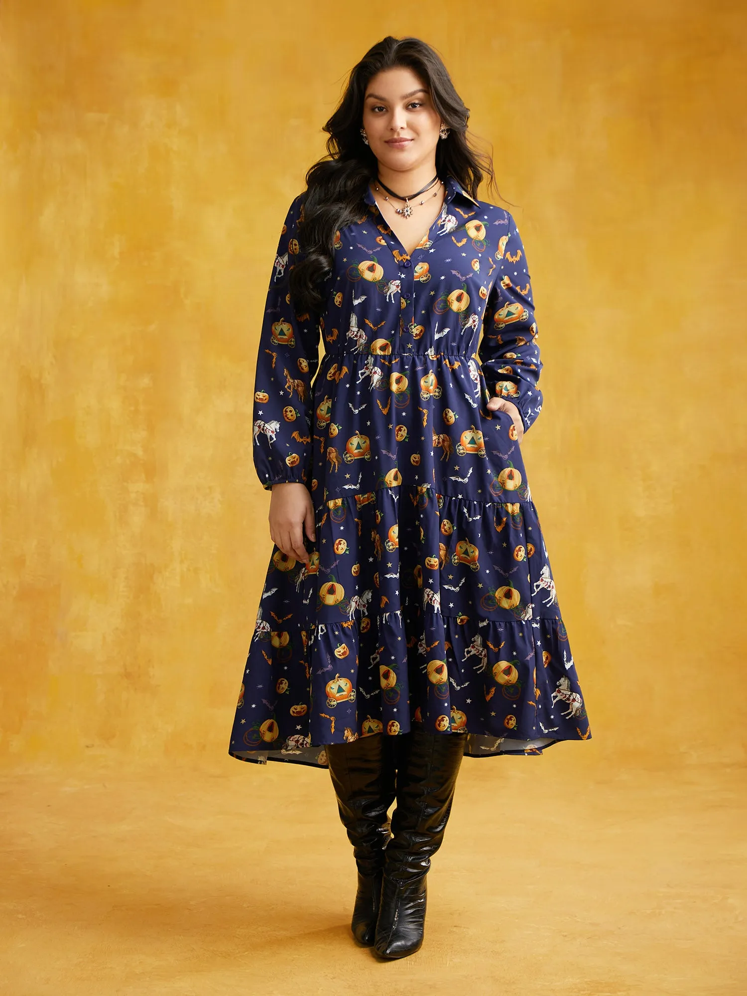 Trick & Chic Printed Waist Cinching Midi Dress sold by Bloomchic product image thumbnail 3