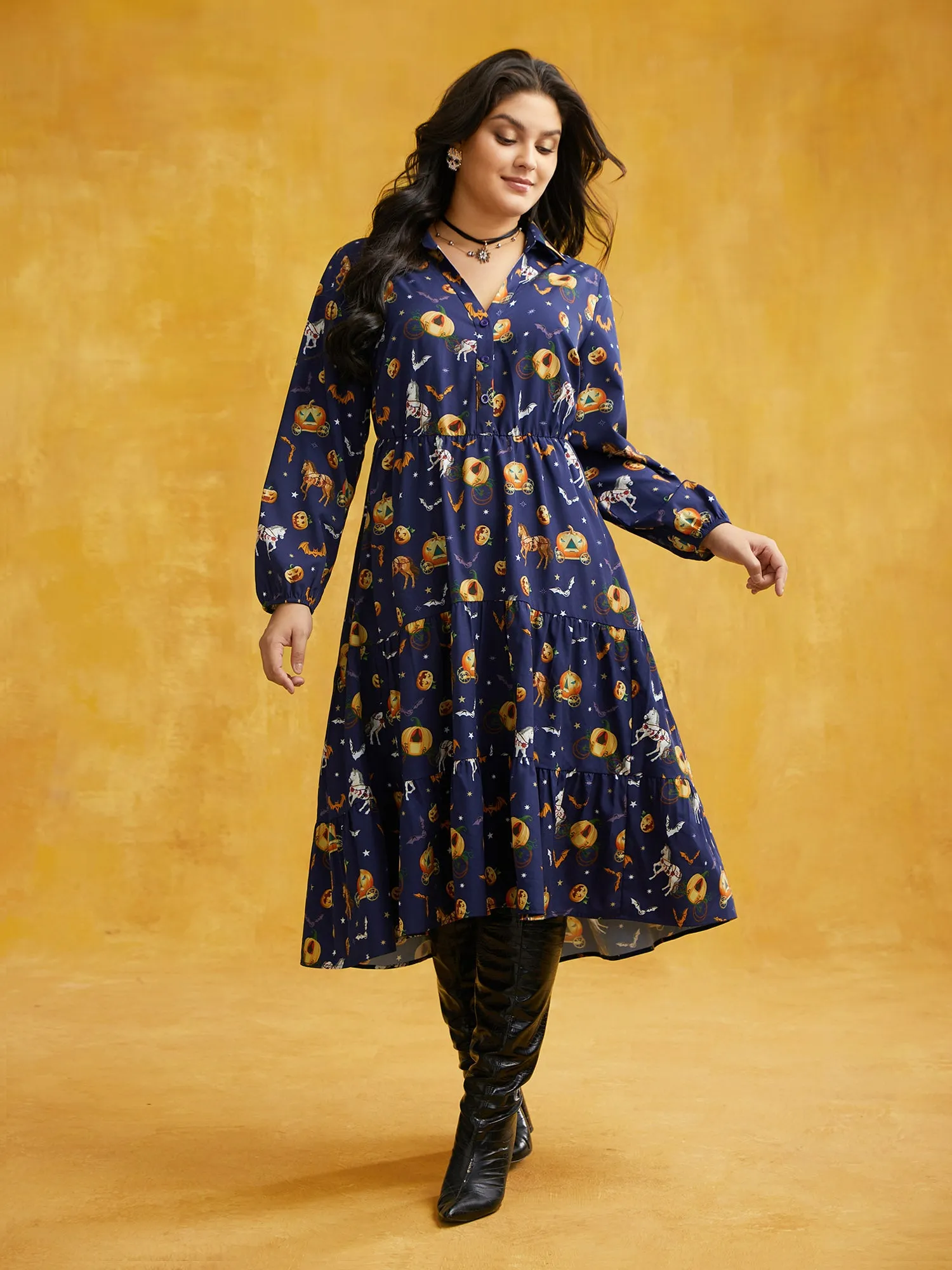 Trick & Chic Printed Waist Cinching Midi Dress sold by Bloomchic