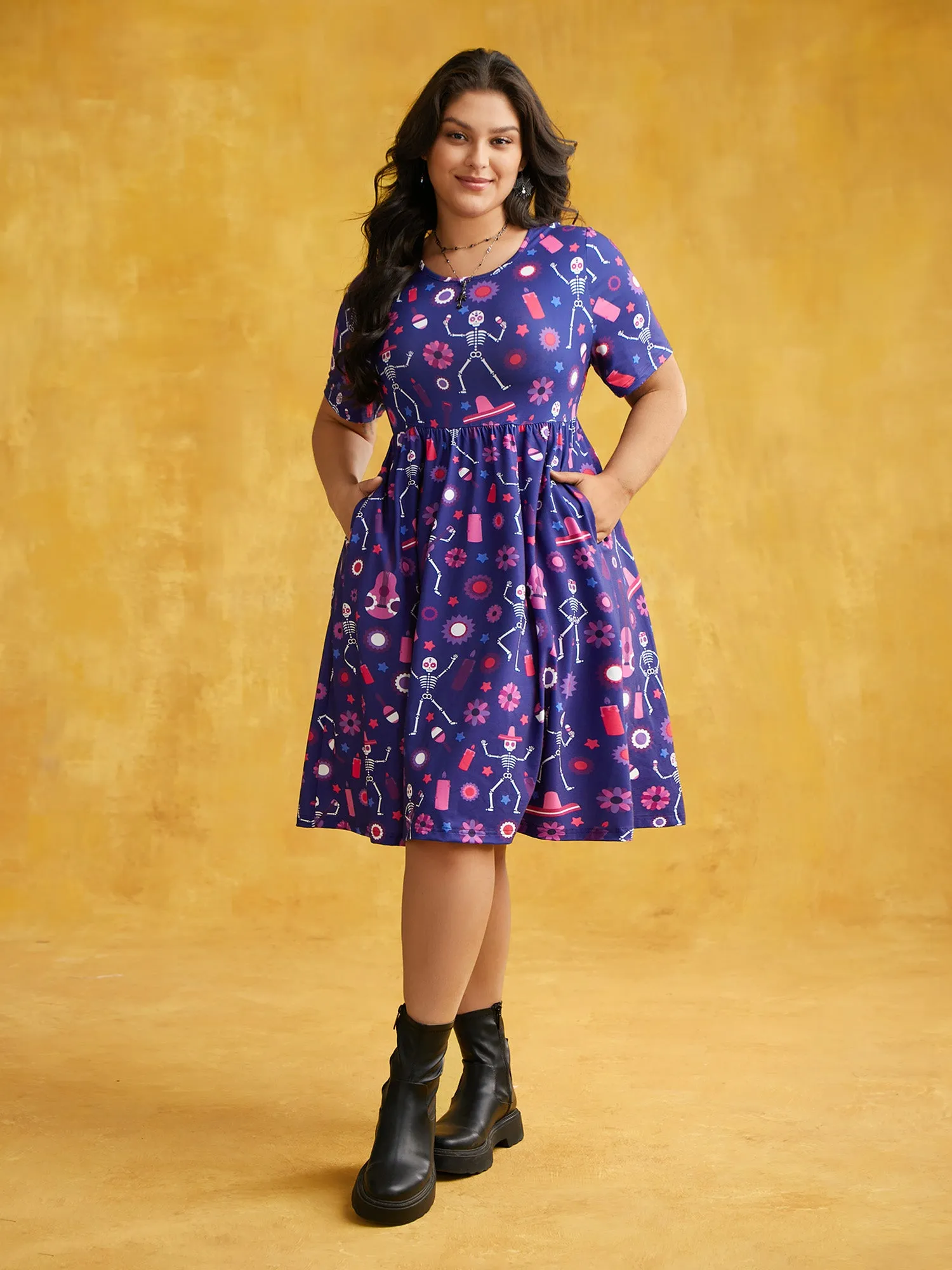 Musical Skeleton Waist-Cinching Dress sold by Bloomchic product image thumbnail 3