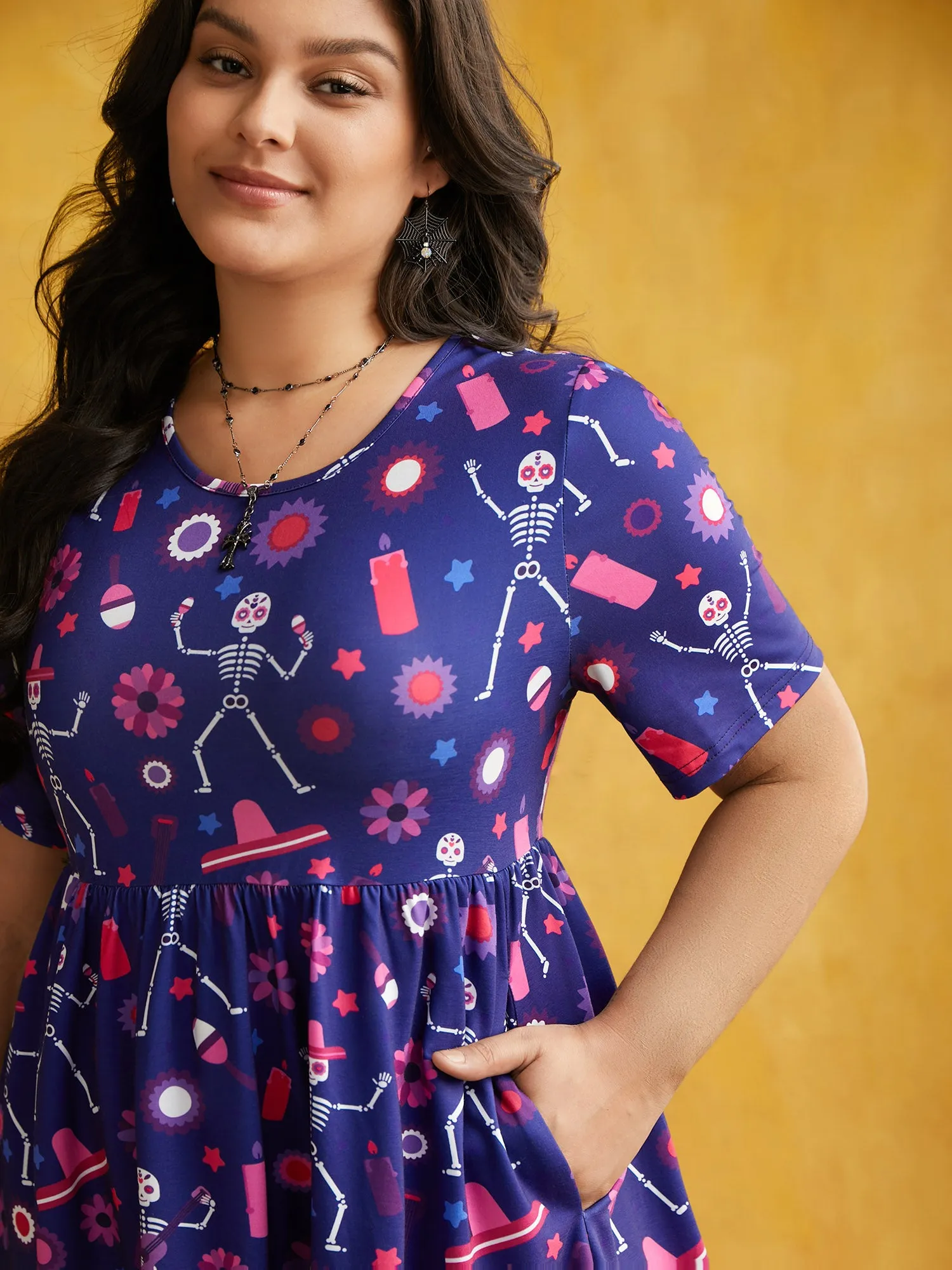 Musical Skeleton Waist-Cinching Dress sold by Bloomchic product image thumbnail 2