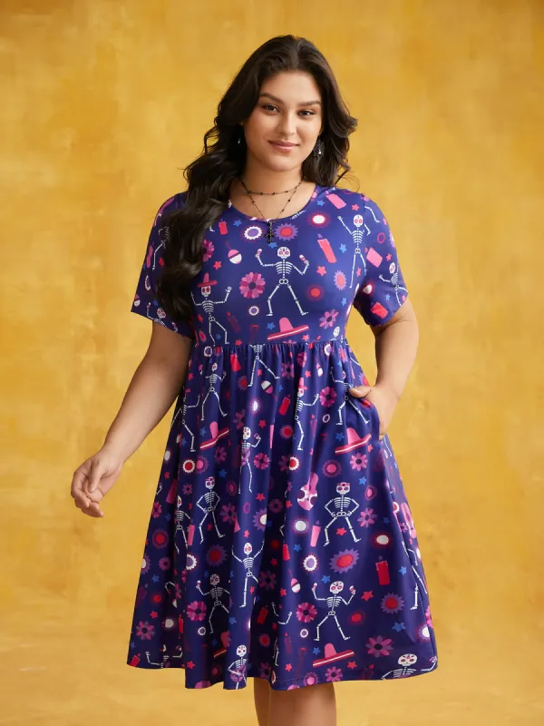 Musical Skeleton Waist-Cinching Dress sold by Bloomchic