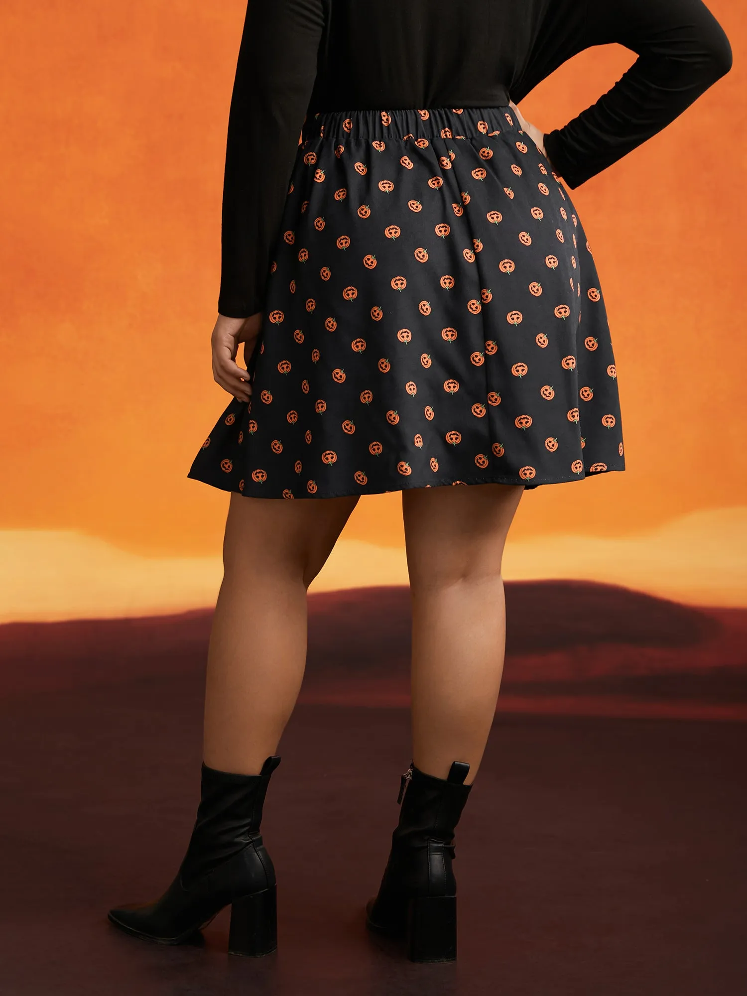 Pumpkin Spice A-Line Mini Skirt sold by Bloomchic product image thumbnail 2