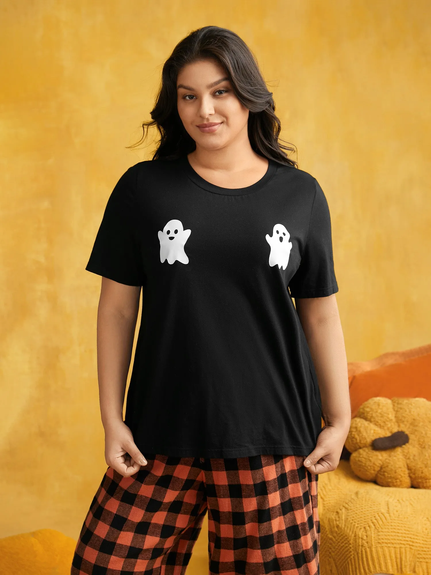 Cotton Ghost Printed Crew Neck Lounge Top sold by Bloomchic product image thumbnail 4