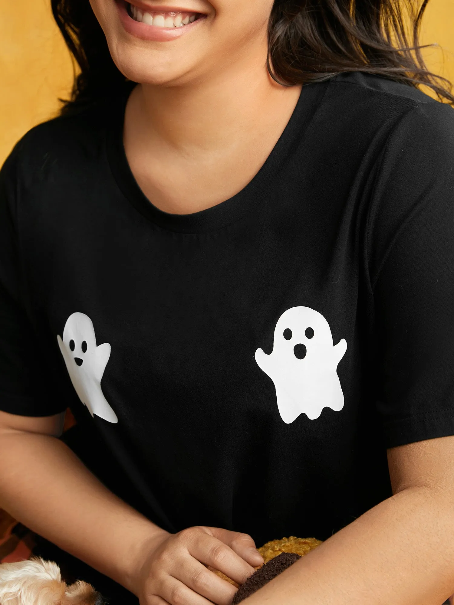 Cotton Ghost Printed Crew Neck Lounge Top sold by Bloomchic product image thumbnail 3