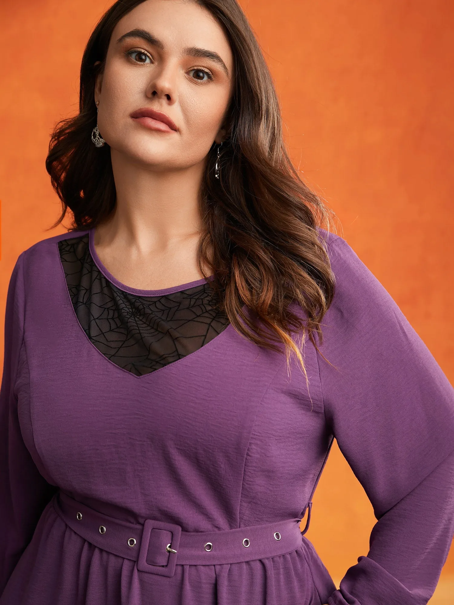 Eclipse Web Elastic Waistband Midi Dress sold by Bloomchic product image thumbnail 3