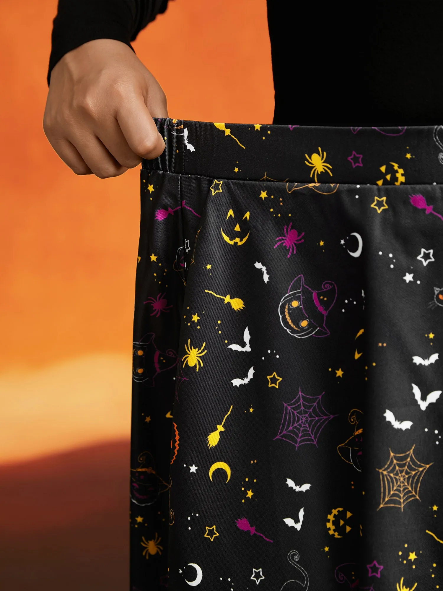 Pumpkin Dance Printed Knee-Length Skirt sold by Bloomchic product image thumbnail 5