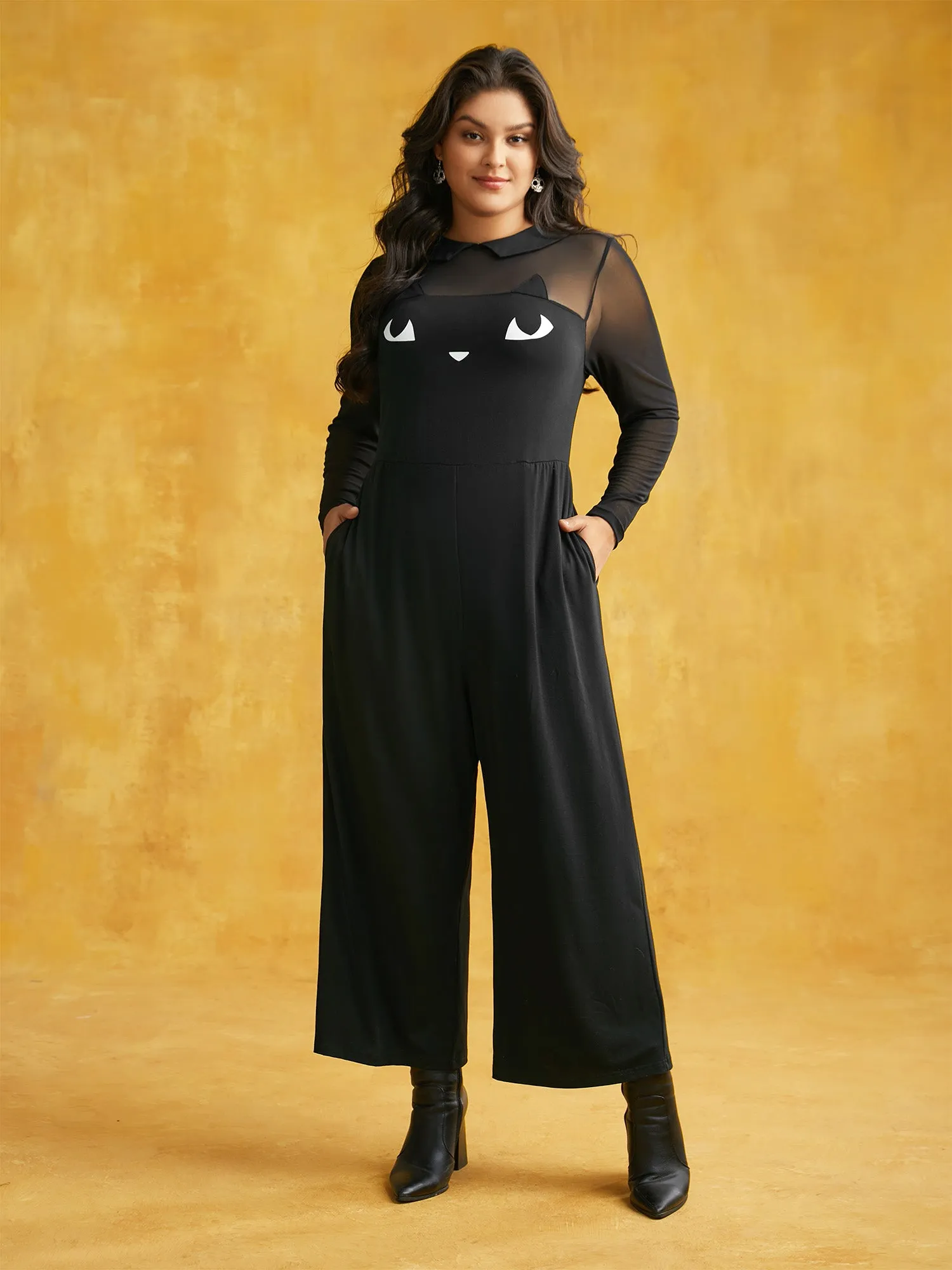 Stretch Fabric Spooky Cat Jumpsuit sold by Bloomchic product image thumbnail 2